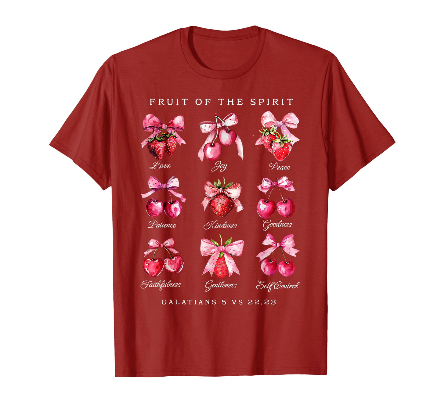 Fruit Of The Spirit Pink Coquette Bow Strawberry's Christian T-Shirt