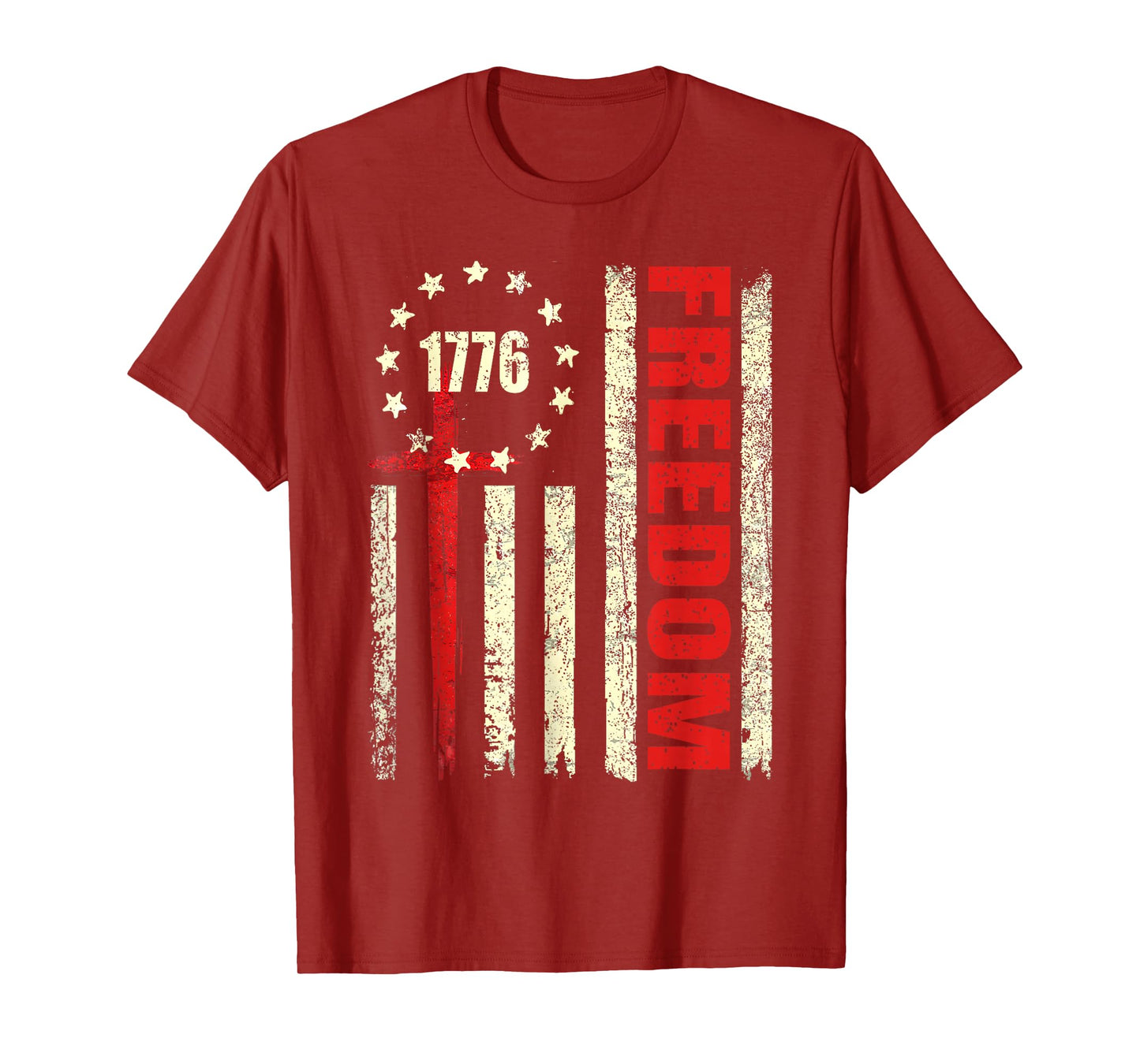 Freedom Shirt Christian Faith Political America Flag Cross T-Shirt