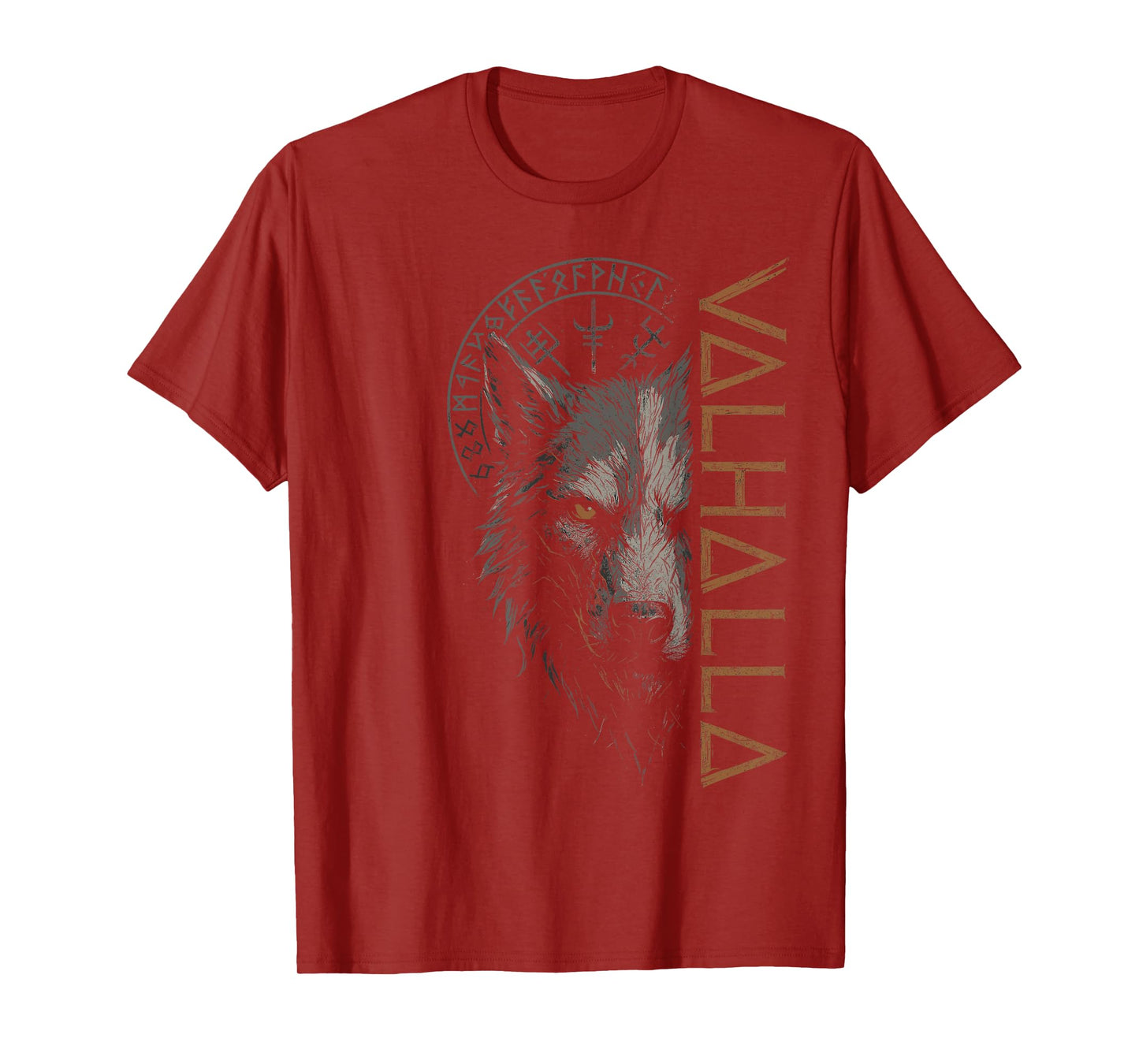 Valhalla Wolf Nordic Compass Odin Runes Vikings Vegvisir T-Shirt