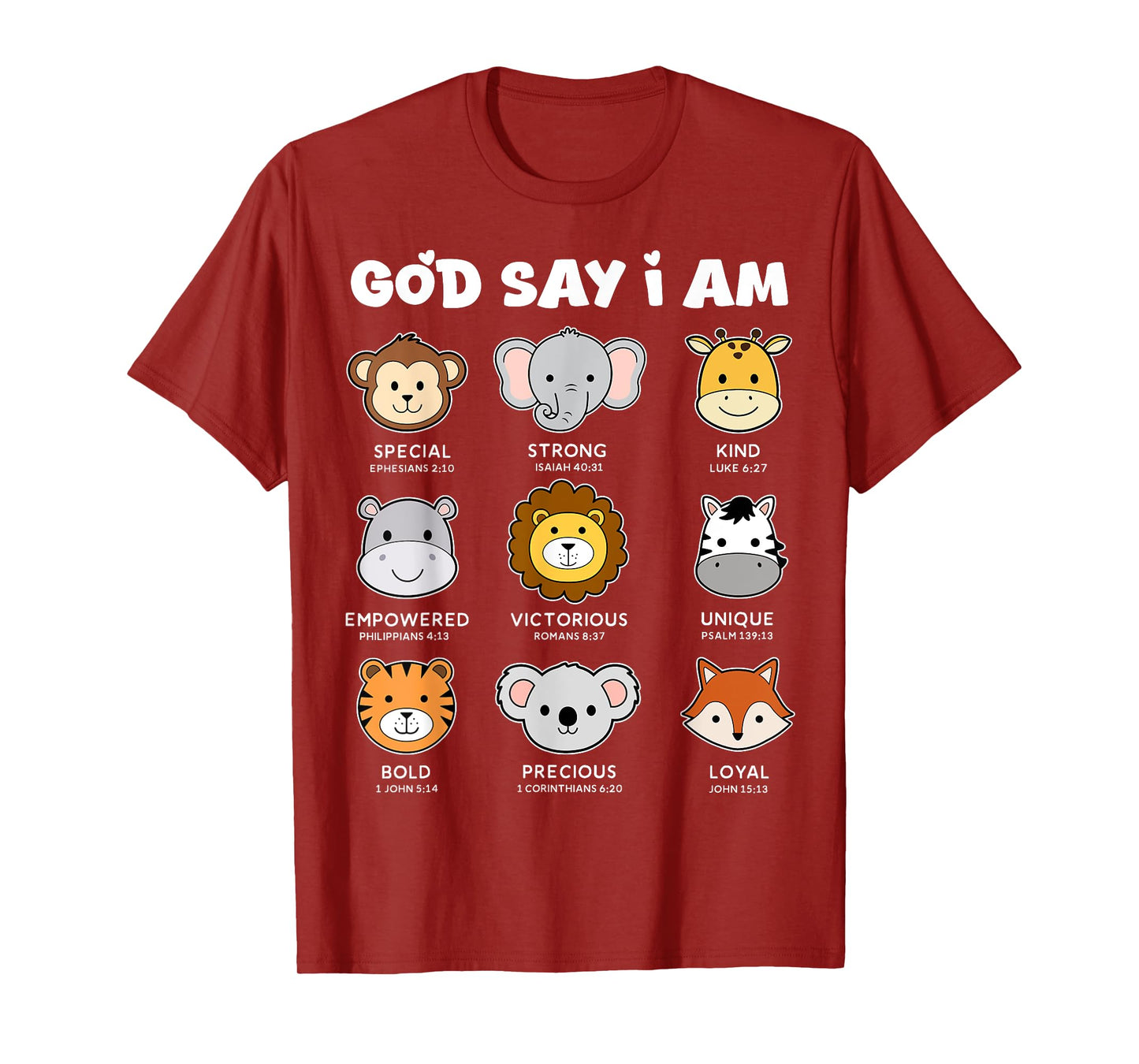 God Say I Am Strong Funny Zoo Animals Toddler Boy Kids Son T-Shirt