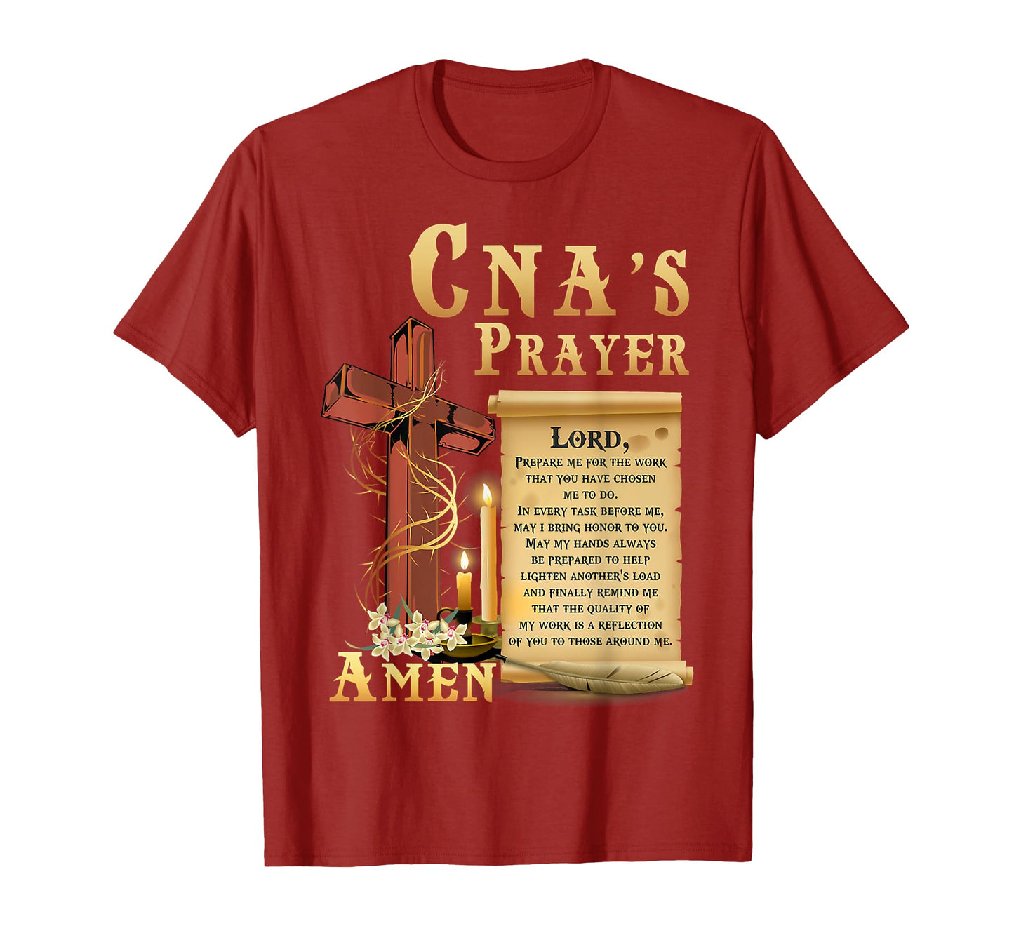 CNA Prayer Amen Certified Nursing Assistant Jesus Christian T-Shirt