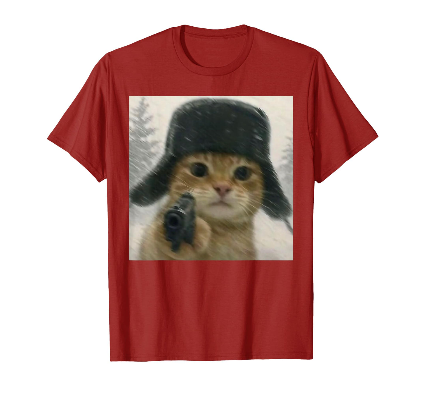 Wacky Cat Wearing Ushanka Hat Russian Meme Cat Humor T-Shirt