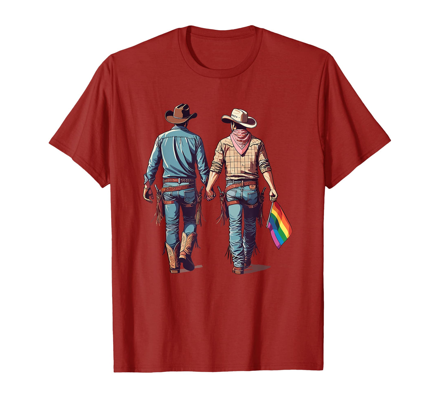 Gay Cowboy Western LGBTQIA Cowboys Holding Hands T-Shirt