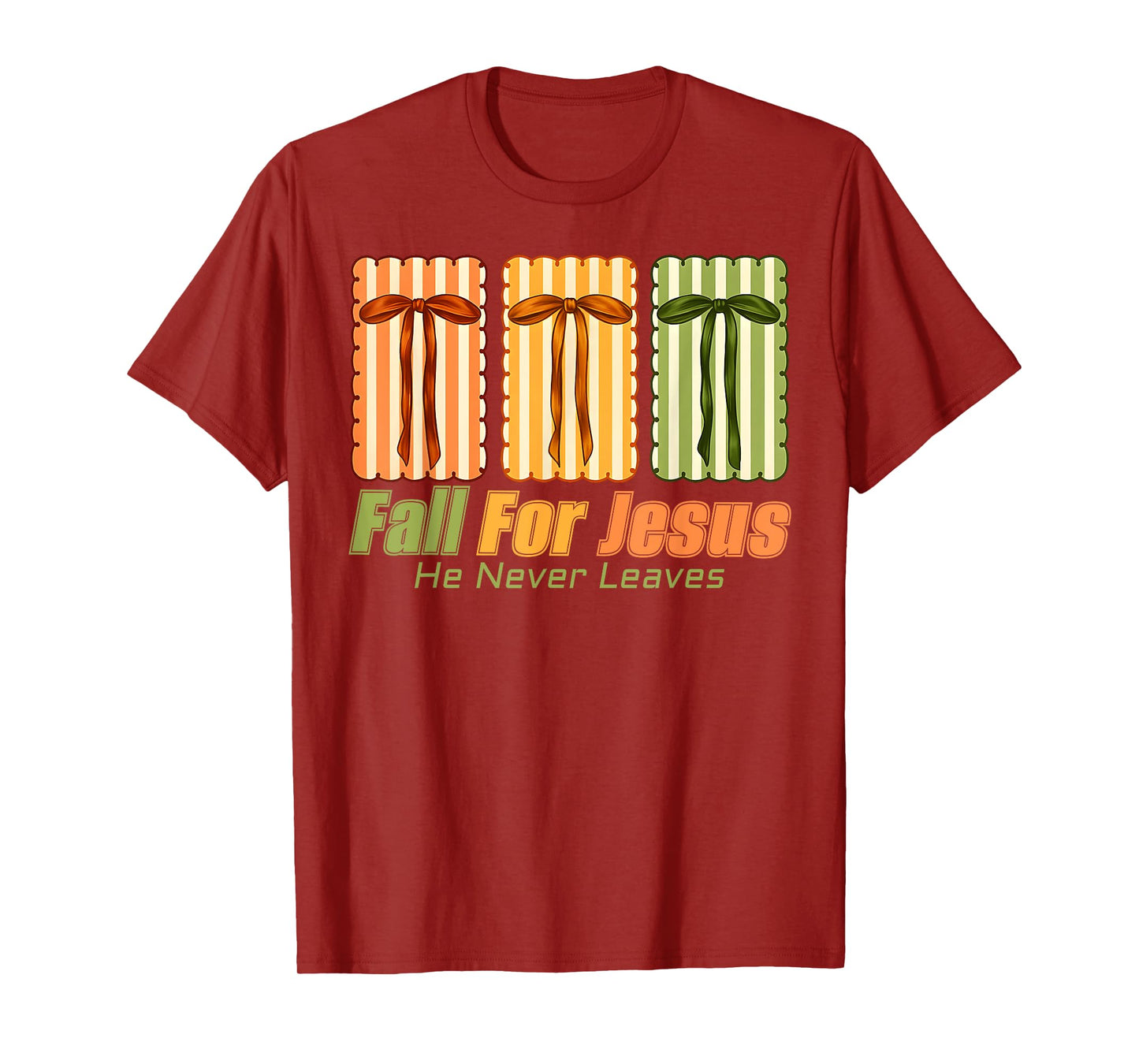 Fall for Jesus Retro Ribbon Christian Fall Girly Autumn T-Shirt