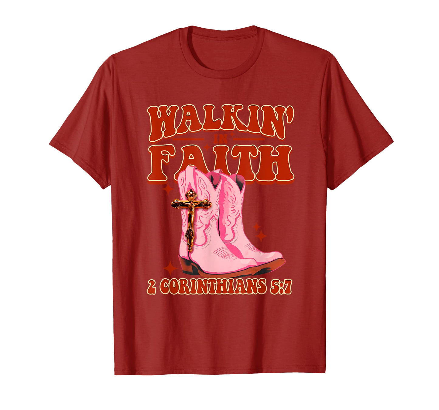 Walking In Faith Western Christian Cowgirl Jesus Quote T-Shirt