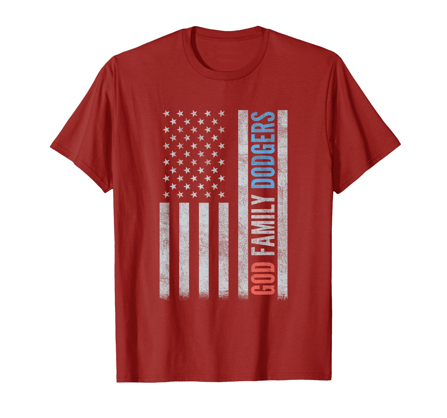 God Family and Dodgers USA Flag for Men Women T-Shirt