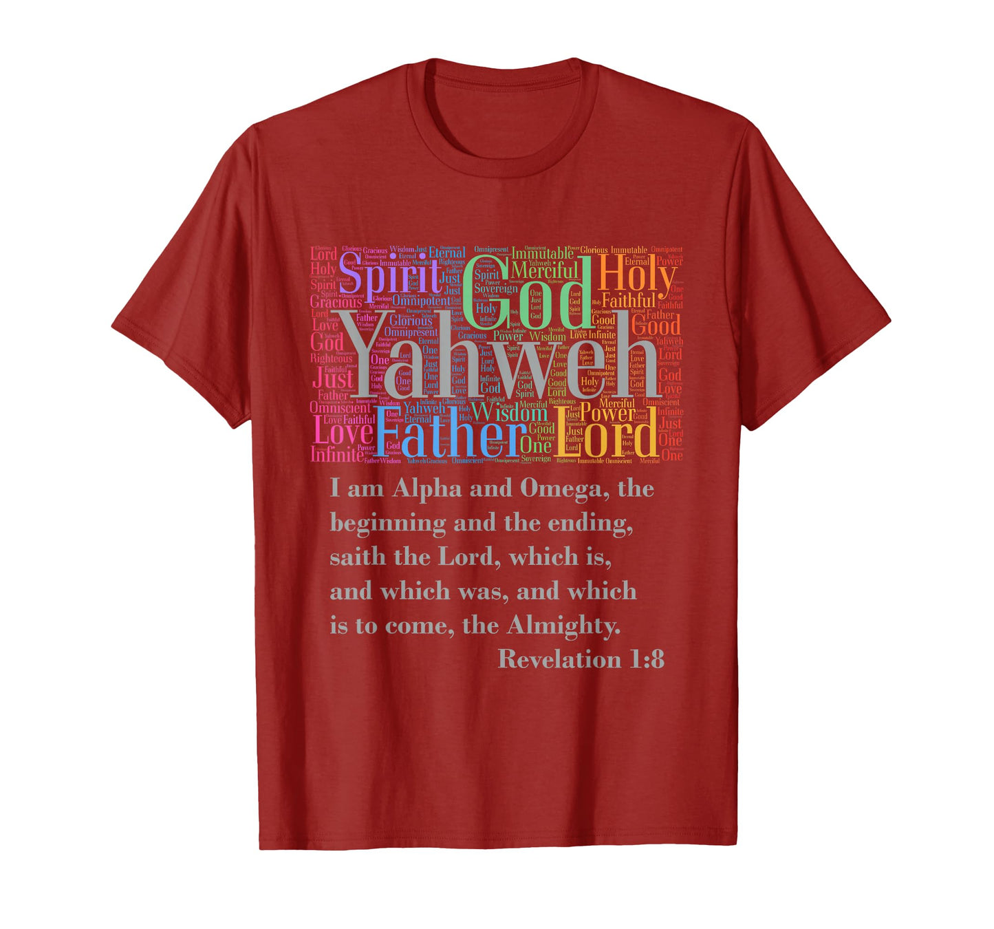 Yahweh T-shirt Attributes of God I AM Alpha & Omega Rev. 1:8 T-Shirt
