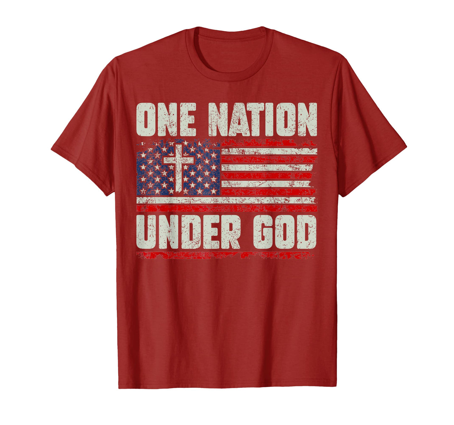 One Nation Under God Flag 4th Of July Patriotic Mens USA Tee T-Shirt