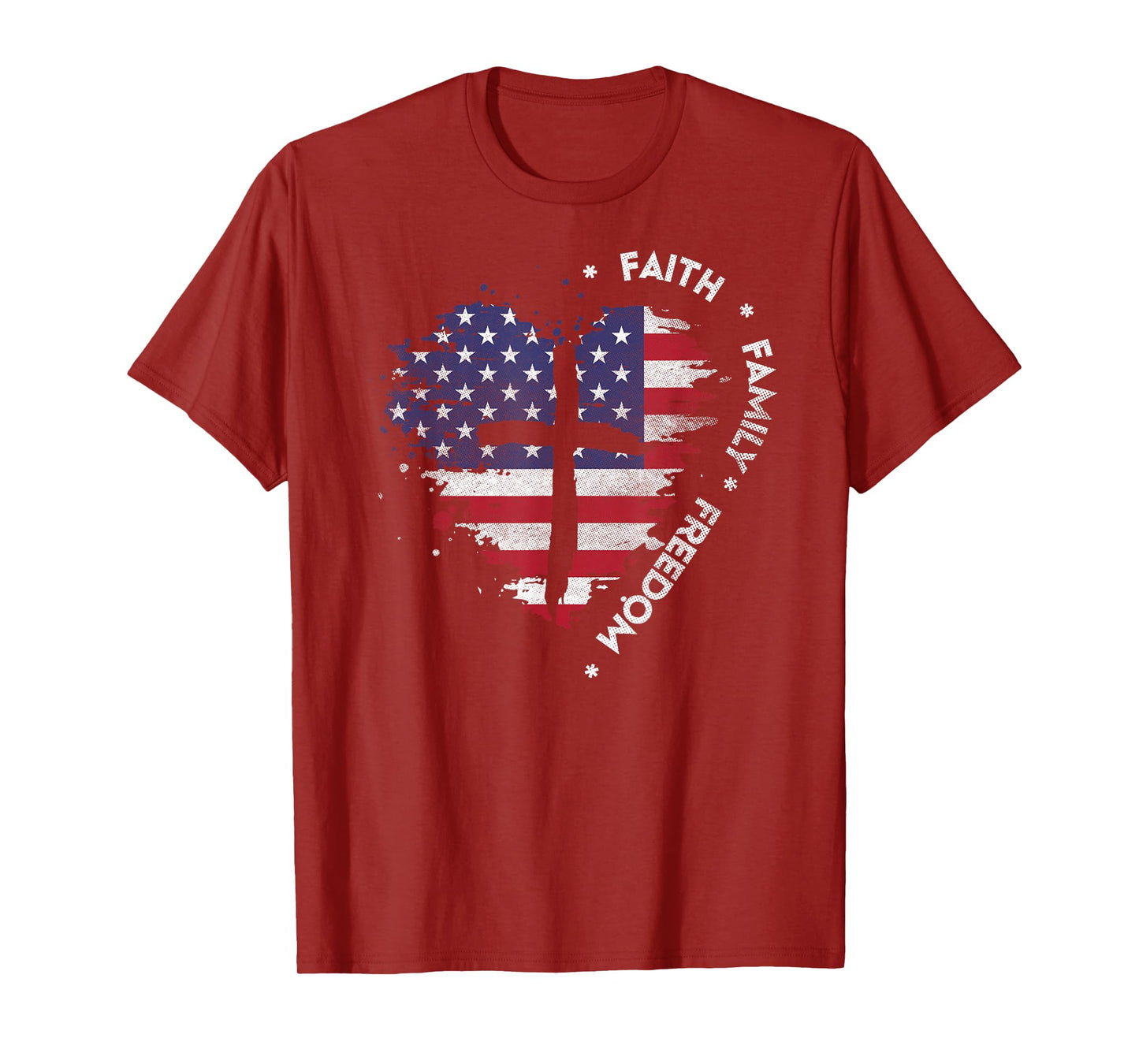 Faith Family Freedom Christian Cross Tee Bible Lover US Flag T-Shirt