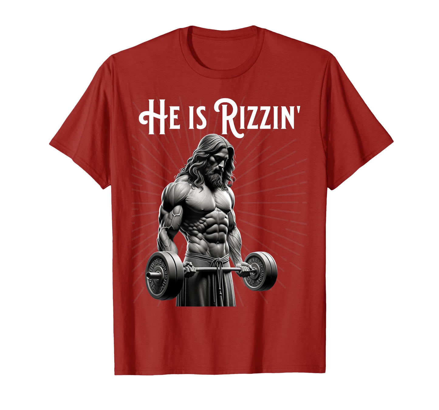 Gym Lifting Ripped Muscles He is Rizzin Jesus Weightlifting T-Shirt