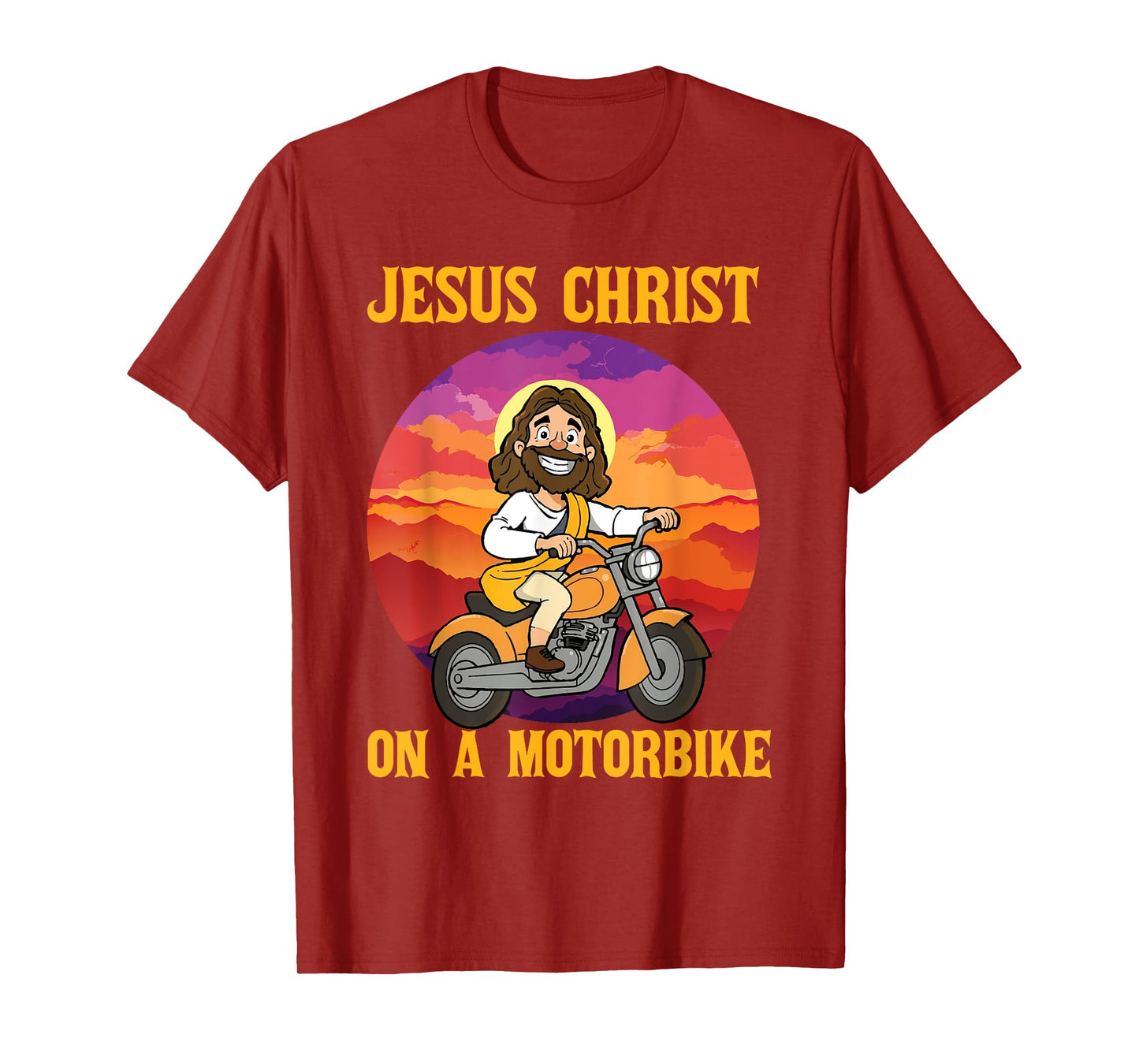 Funny Jesus on Motorbike Motorcycle Christian Rider Biker T-Shirt