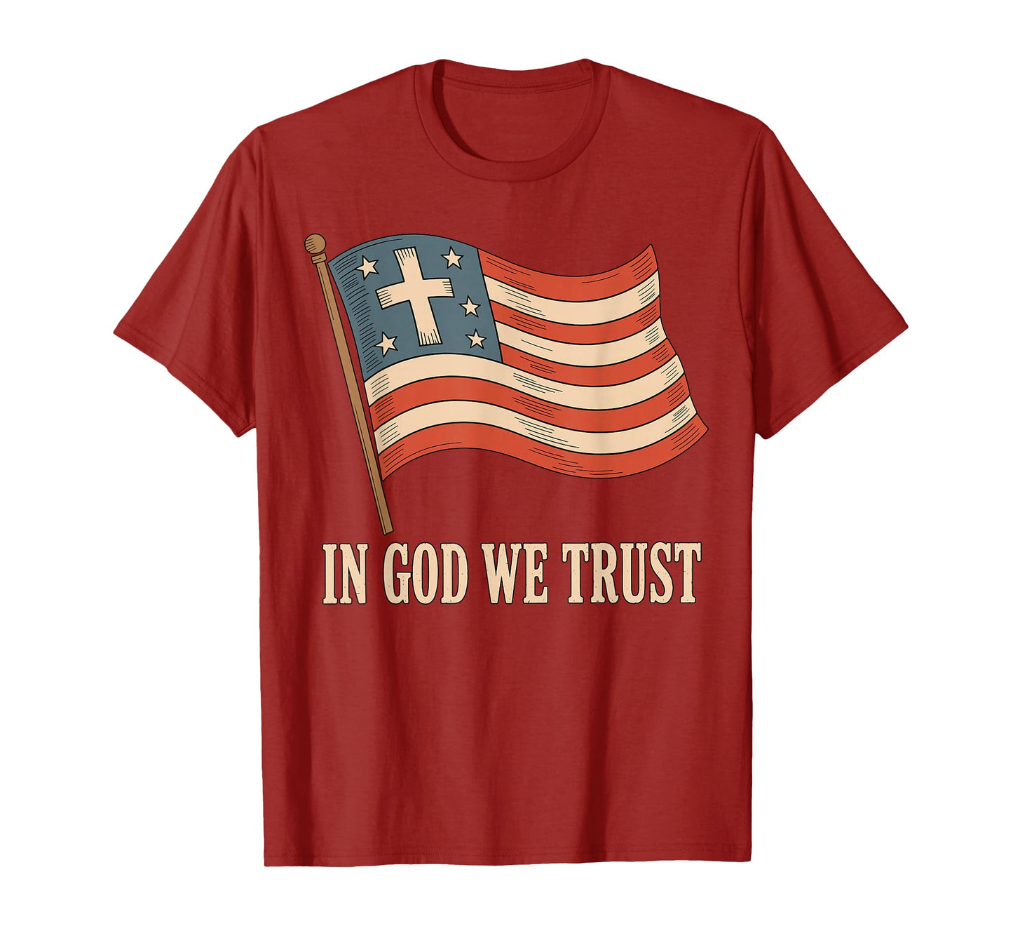 in God We Trust American Flag Cross Faith 4th of July T-Shirt