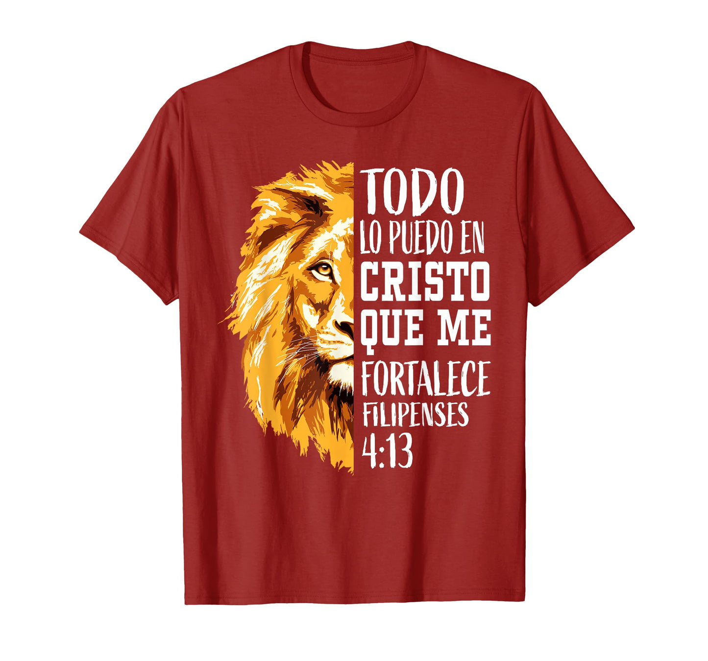 Christian Gifts Spanish Filipenses 4:13 Philippians Lion Men T-Shirt