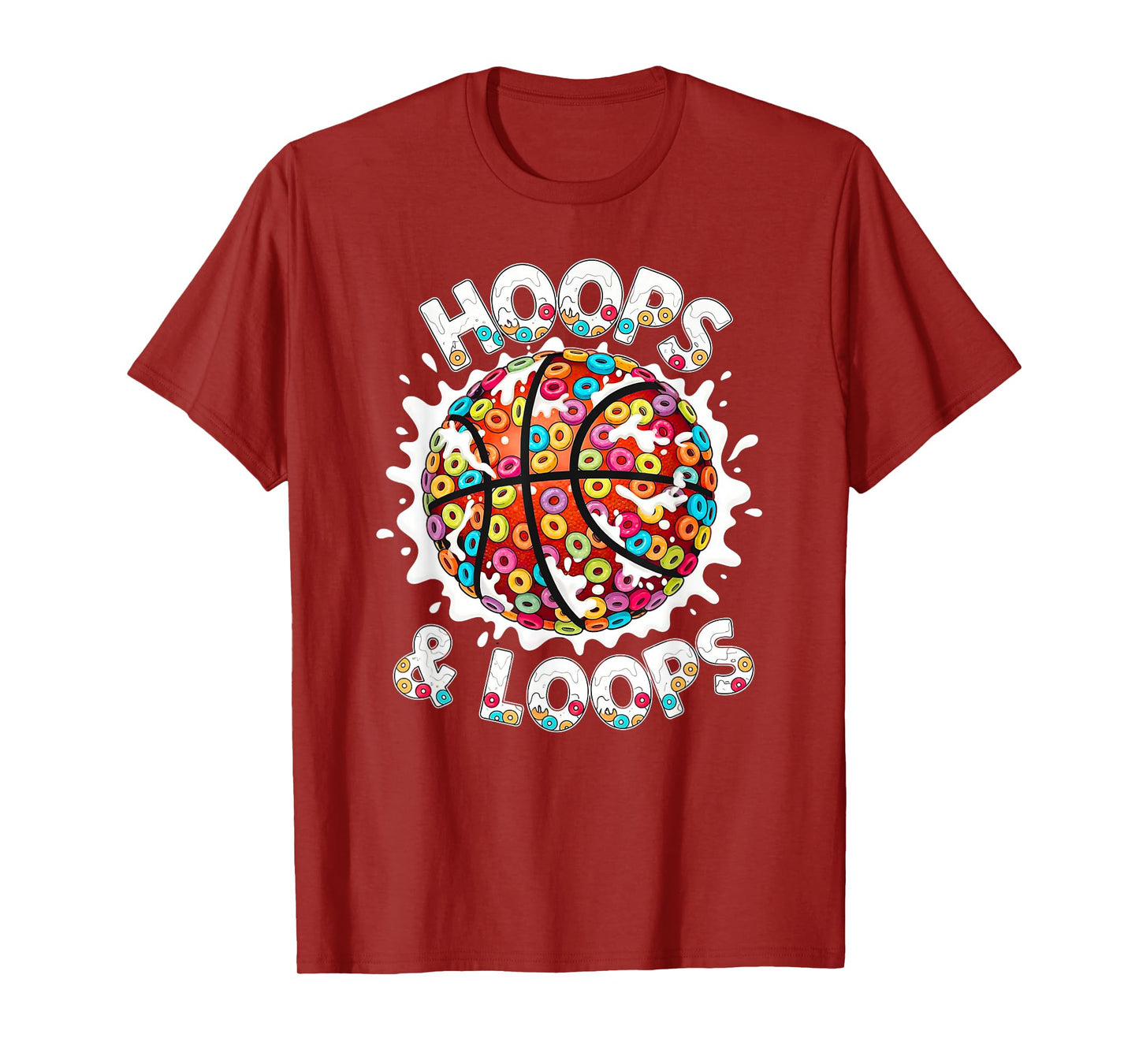 Loops & Hoops Basketball Slam Dunk Colorful Basketball Drip T-Shirt