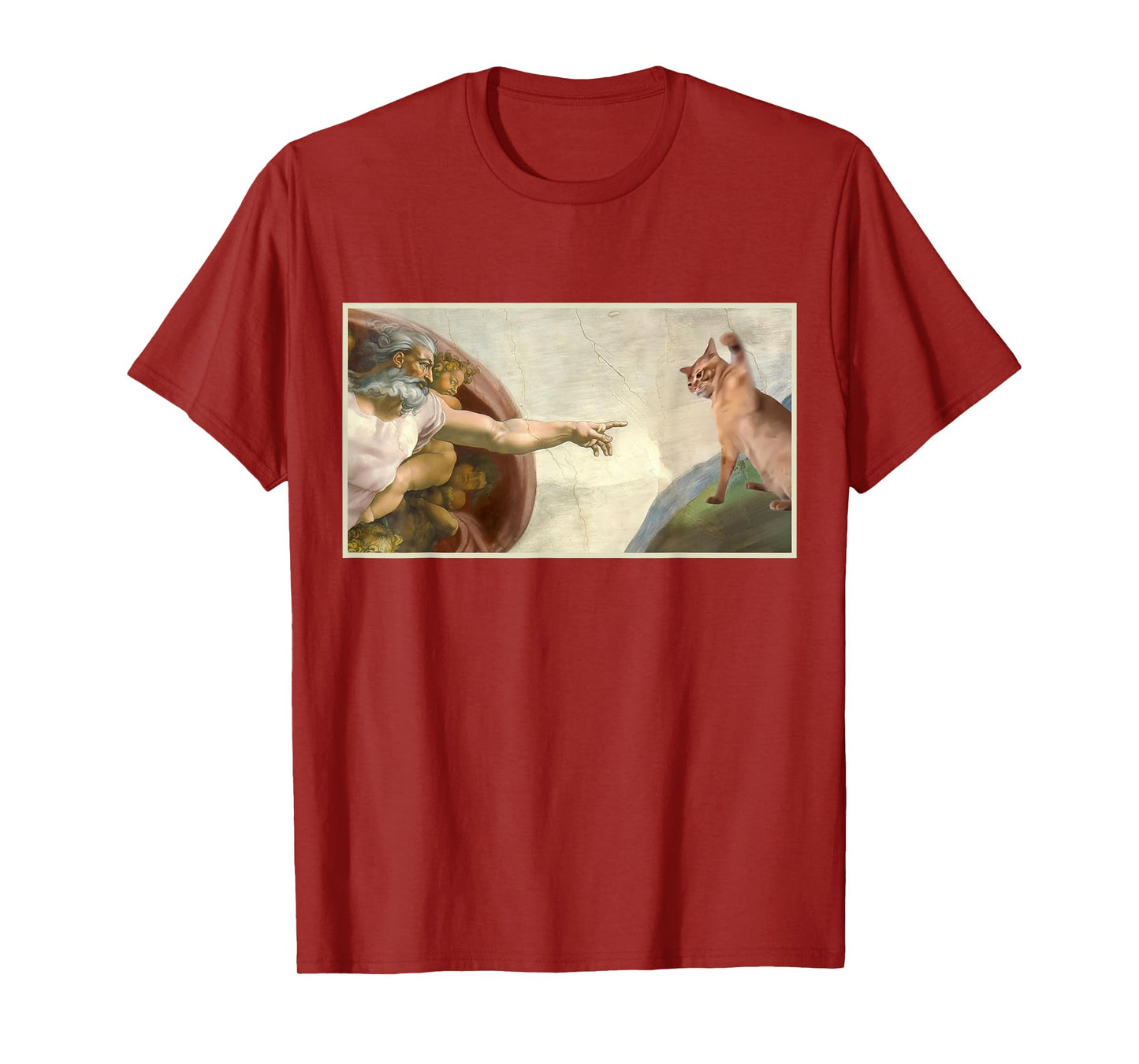 Almighty Slap Funny Cat God Creation of Adam Meme Jesus Art T-Shirt for Men Women Kids