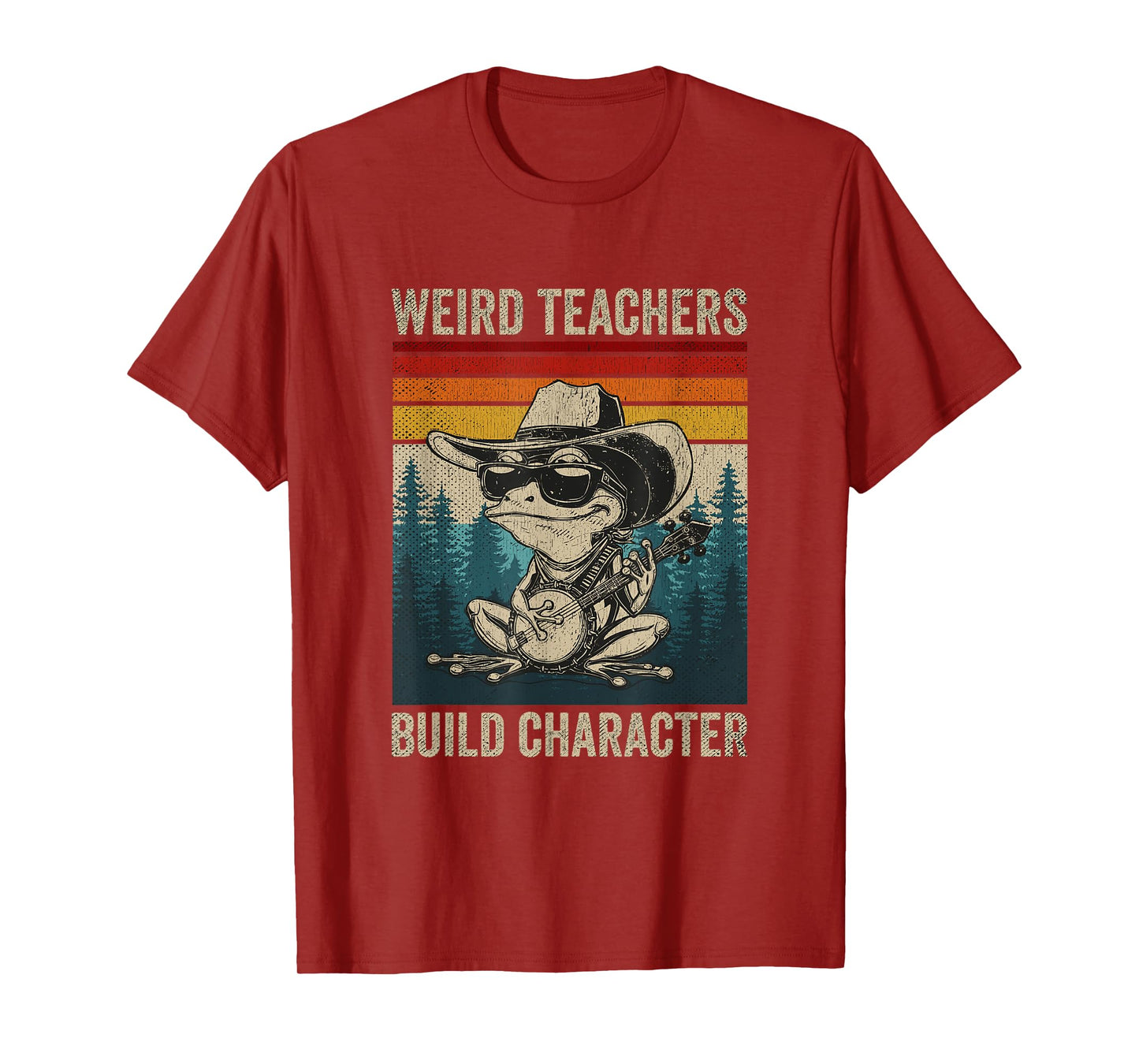 Weird Teachers Build Character Funny Teacher Retro Frog T-Shirt
