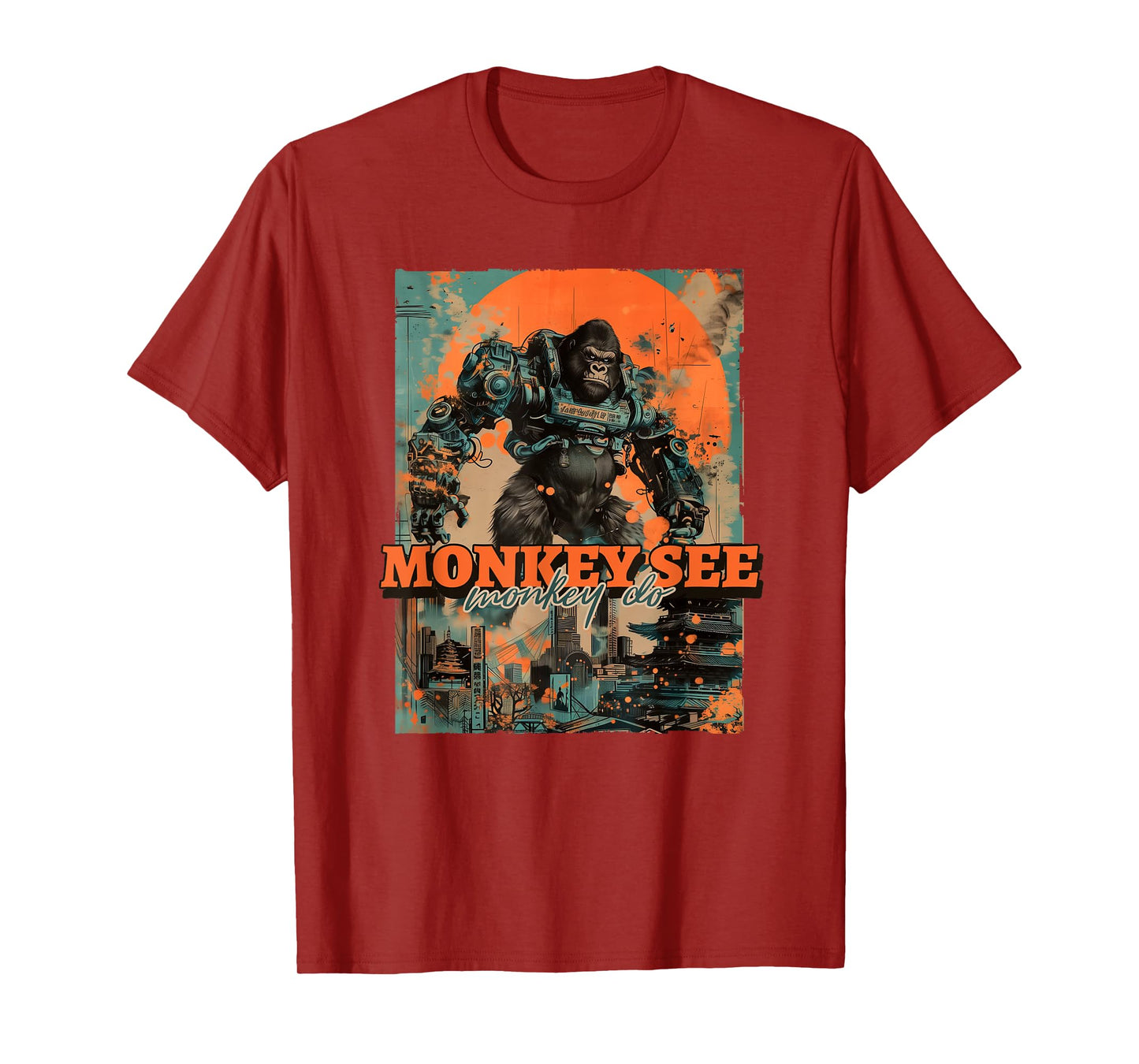 Monkey See Monkey Do (Funny Statement & Gorilla Ape Graphic) T-Shirt