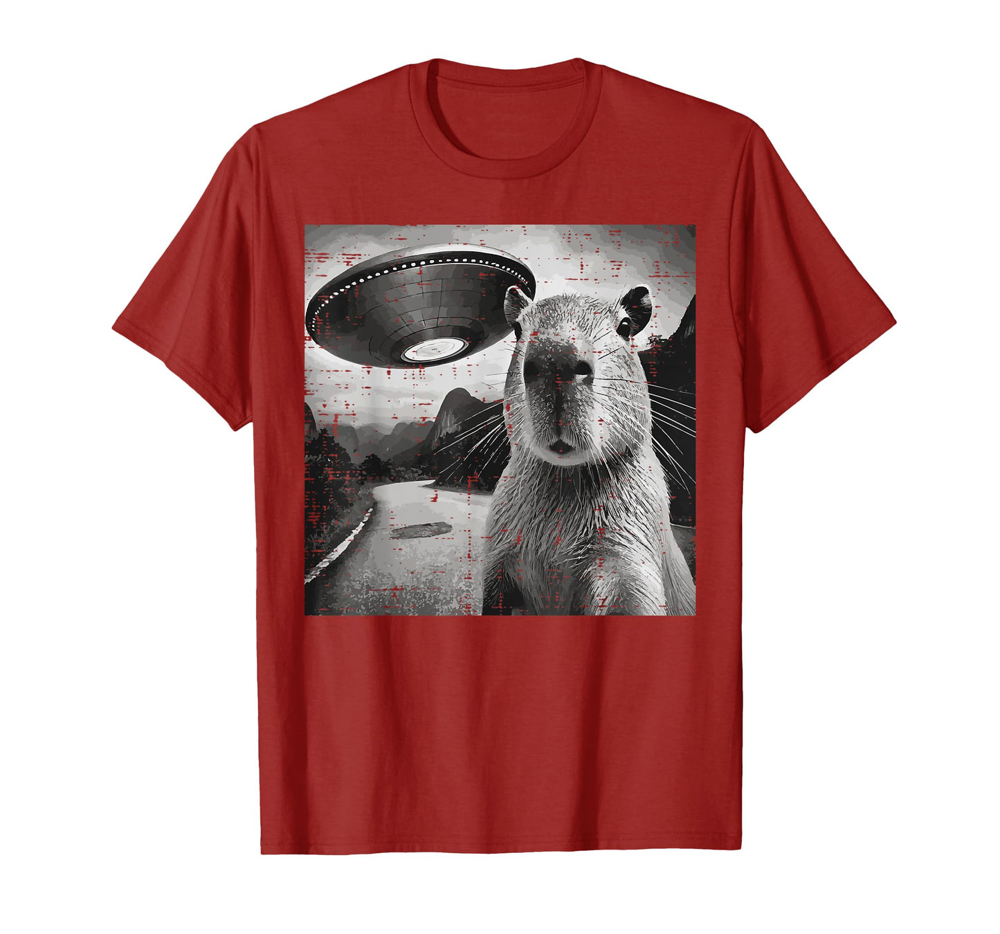Capybara Ufo Selfie Funny Meme Rodent Alien Men Women Kids T-Shirt