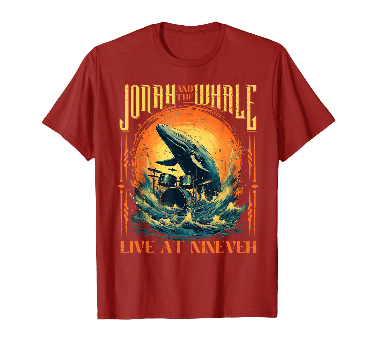 Christian Gift for Men Jonah Whale Funny Rock Band Vintage T-Shirt