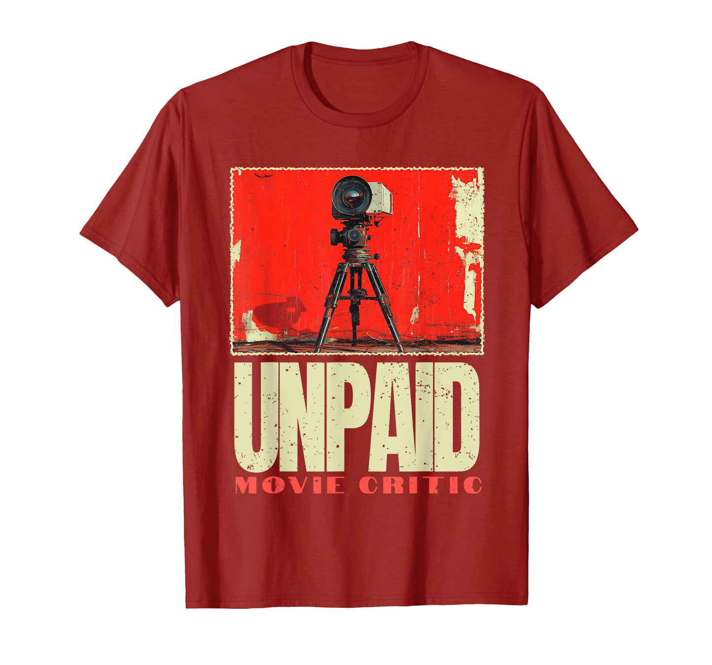 Unpaid Movie Critic Film, Vintage Cinema Motion Picture Fan T-Shirt