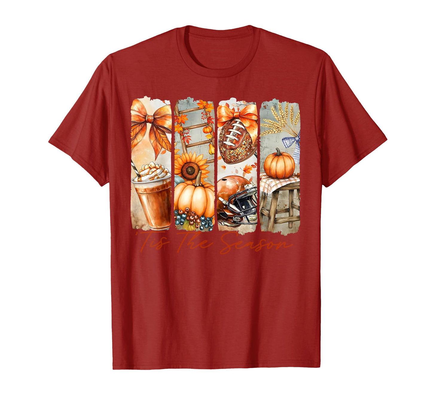 Tis The Season Football Pumpkin Spice Fall Autumn Football T-Shirt