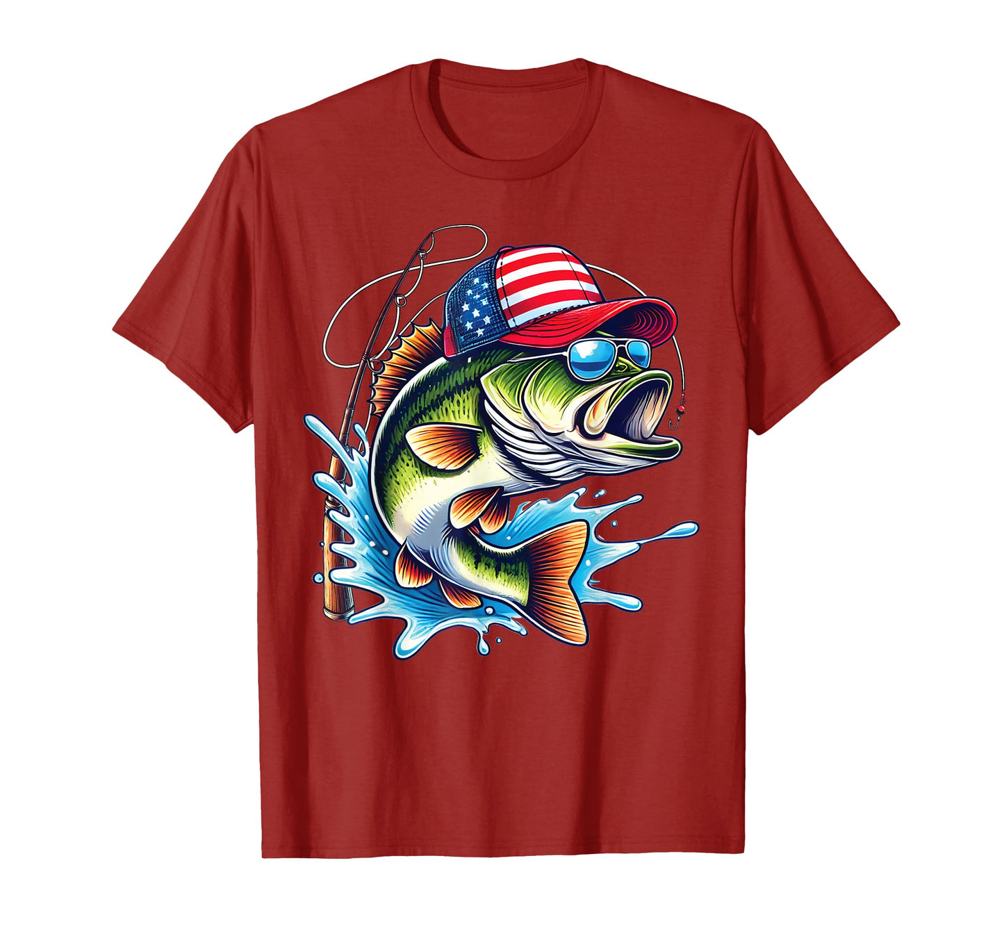 American Flag Fishing Lovers Fisherman Funny Fishing USA T-Shirt