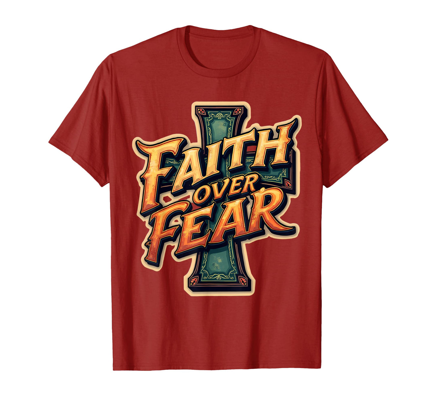 Faith Over Fear Christian Quote Cross Phrase Inspirational T-Shirt