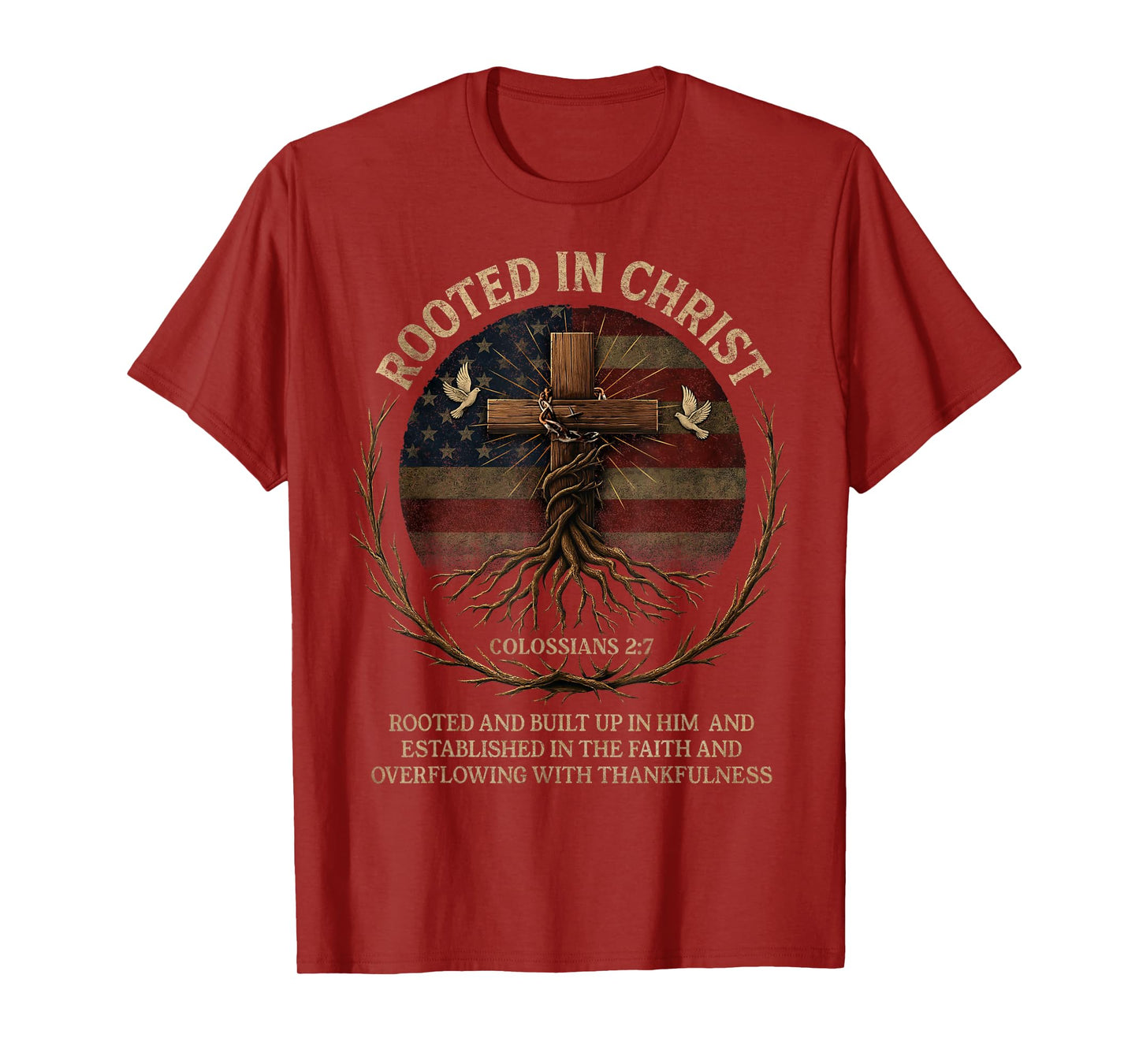 Rooted in Christ Shirt, Jesus Shirts, Cross Christian T-Shirt
