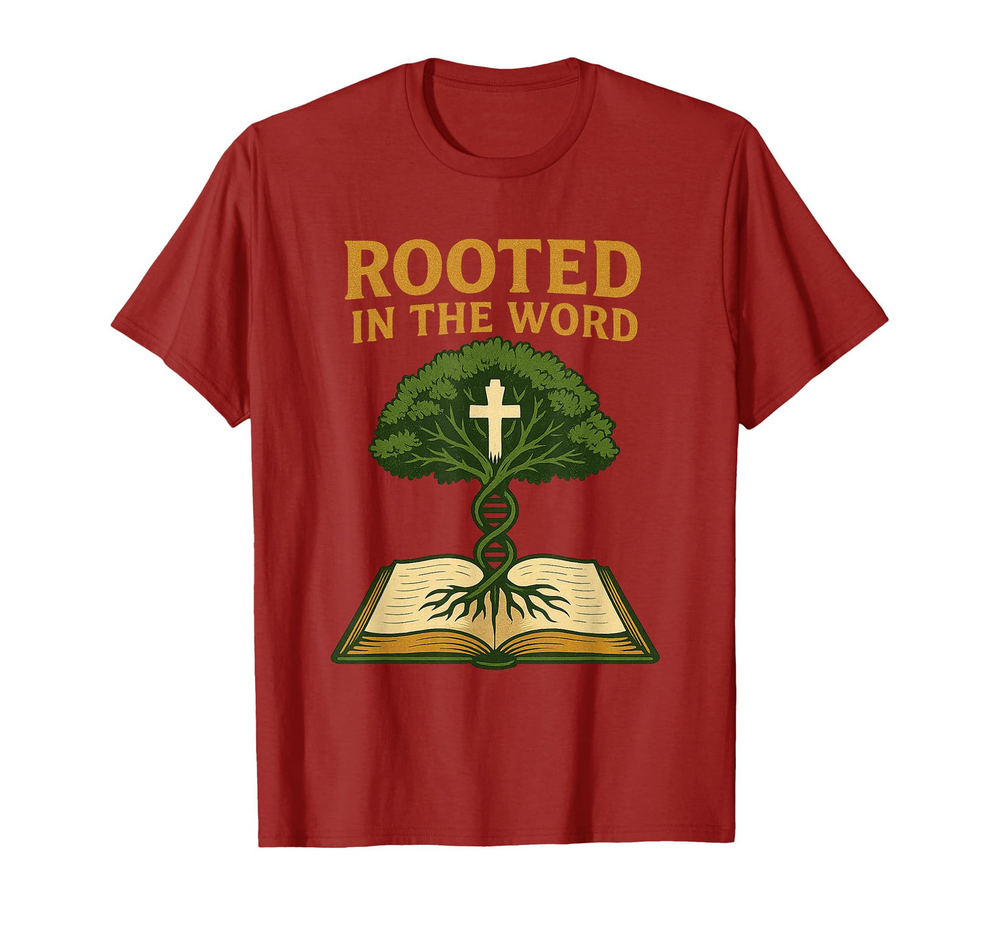 Christian Rooted in The Word Bible Tree Faith DNA T-Shirt
