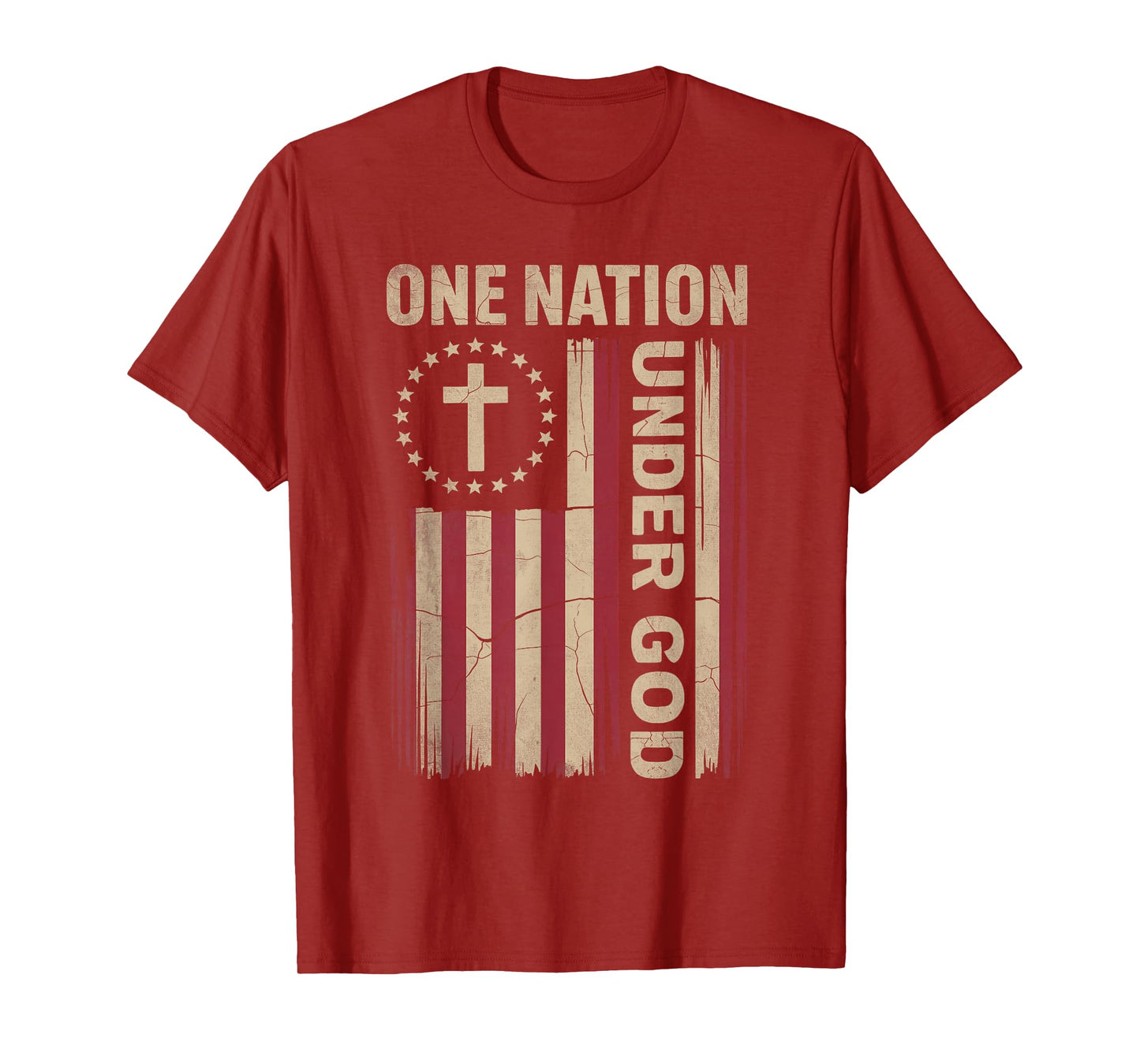 One Nation Under God Flag 4th Of July Patriotic Christian T-Shirt