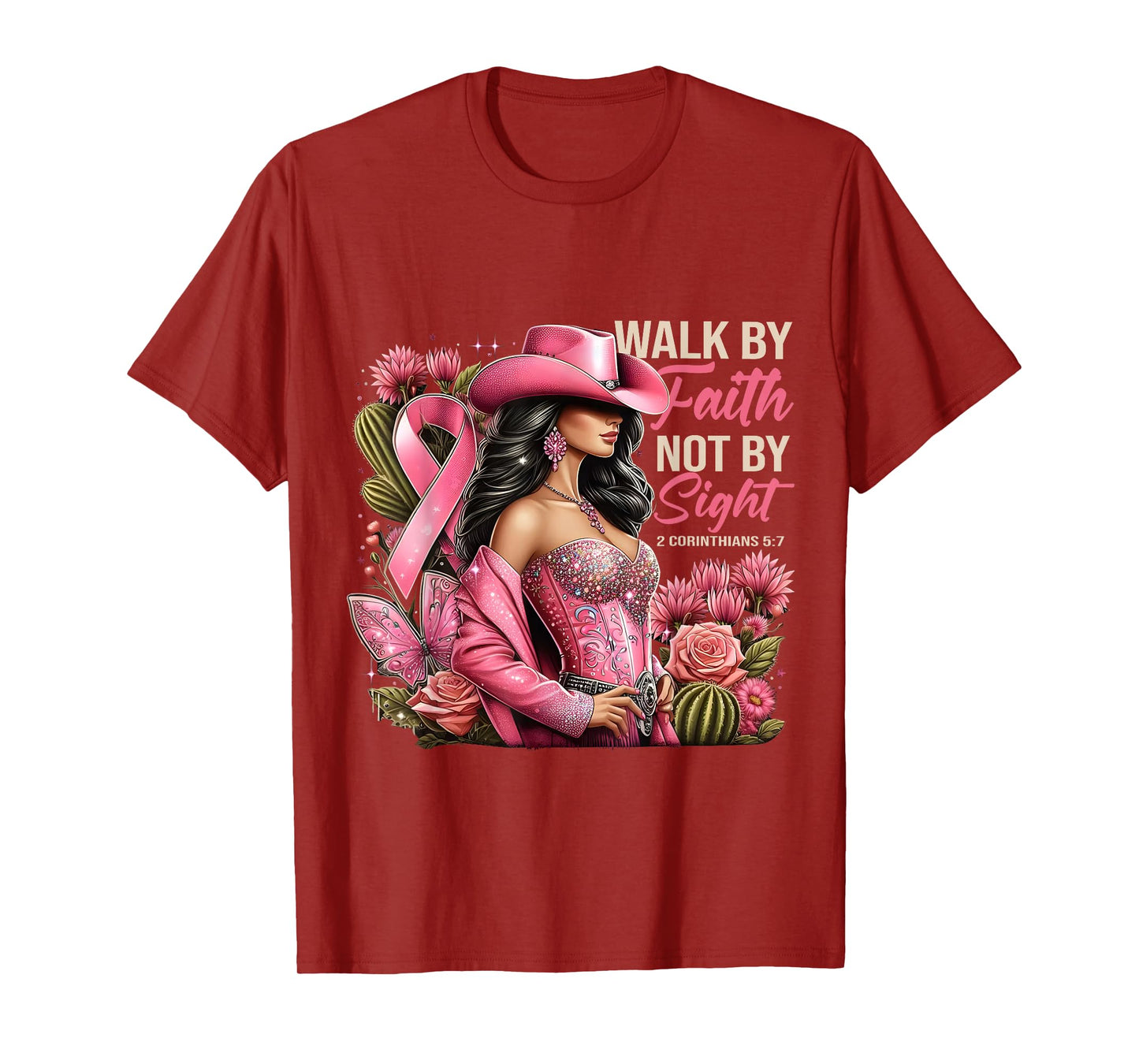 Walk by Faith Breast Cancer Awareness Cowgirl T-Shirt