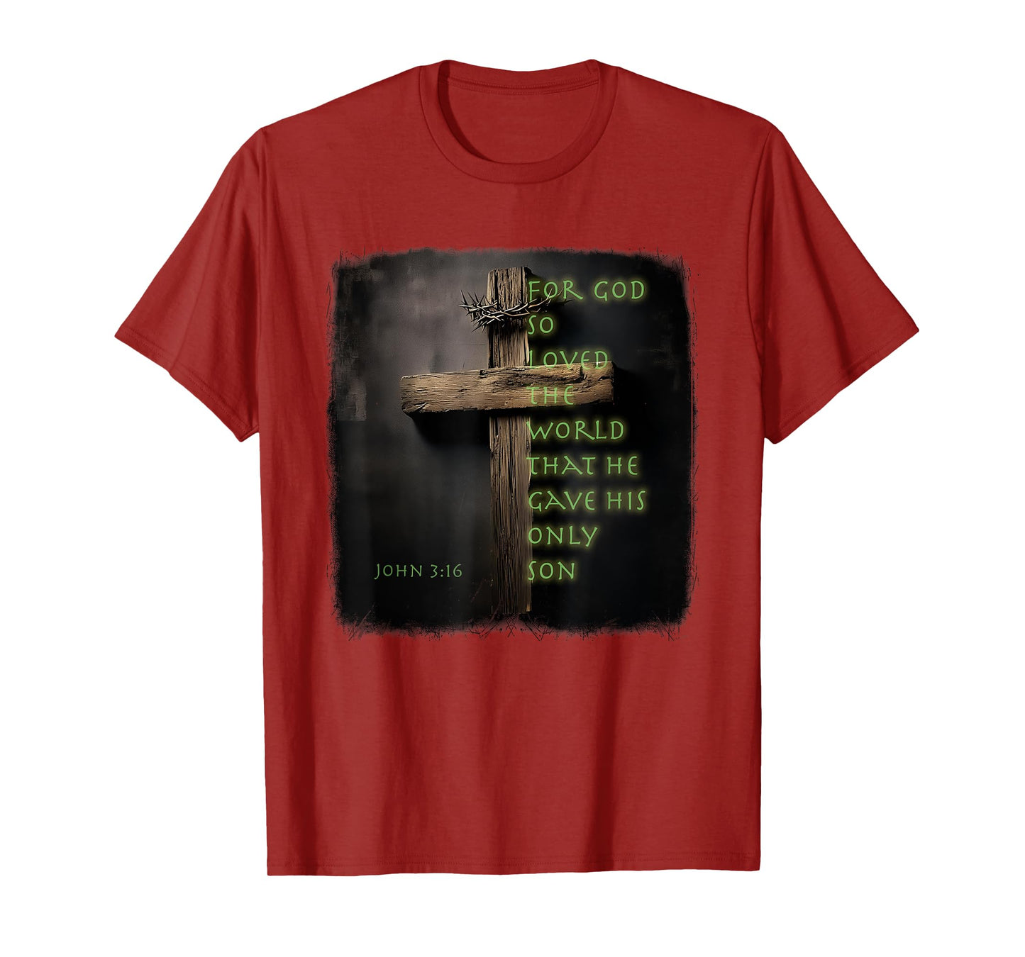Christian Cross Bible John 3:16 Reflection 09R9KH T-Shirt