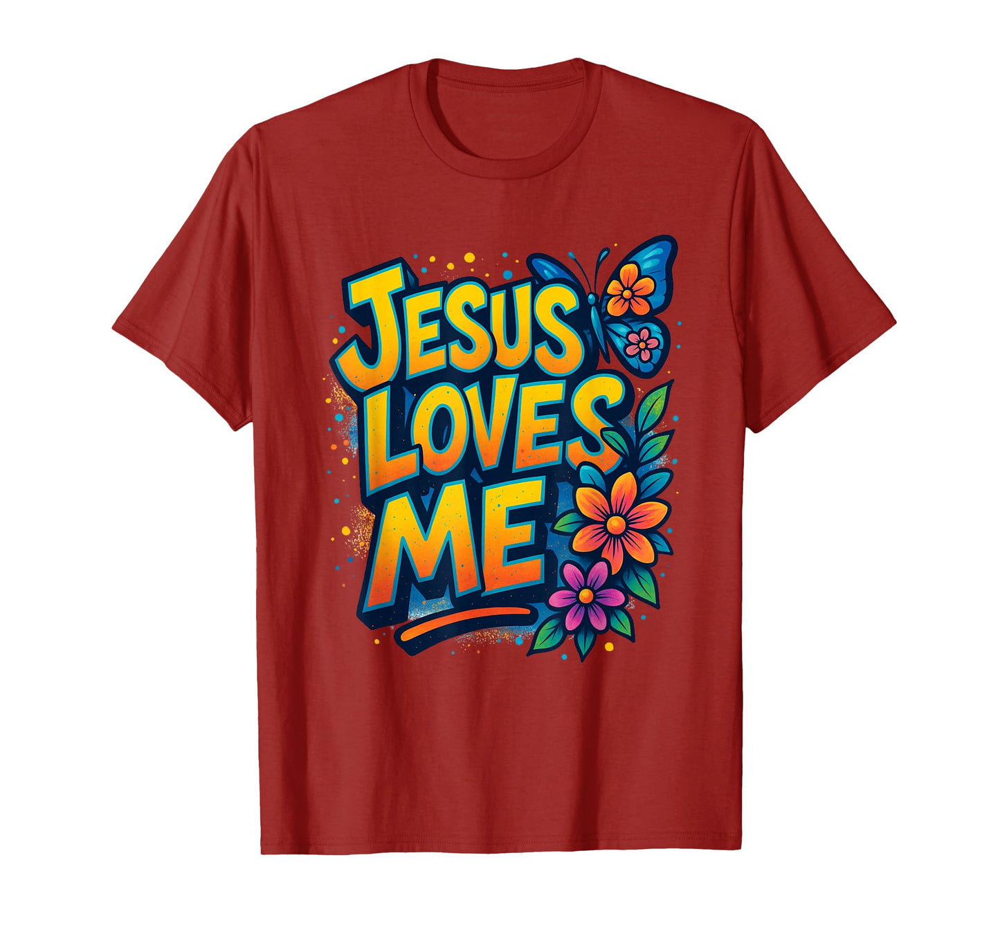 Jesus Loves Me, Butterfly Art - Religious T-Shirt