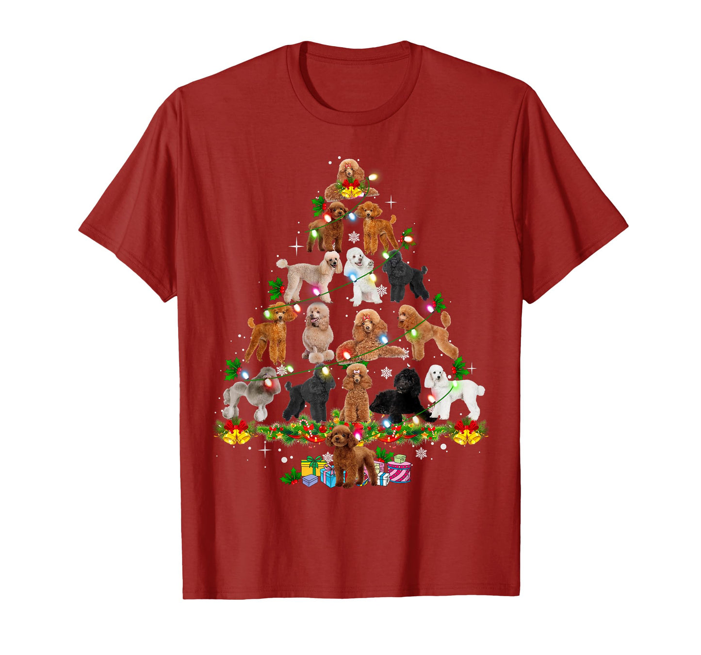 Funny Poodle Christmas Tree Ornament Decor Xmas Dog Dad Mom T-Shirt