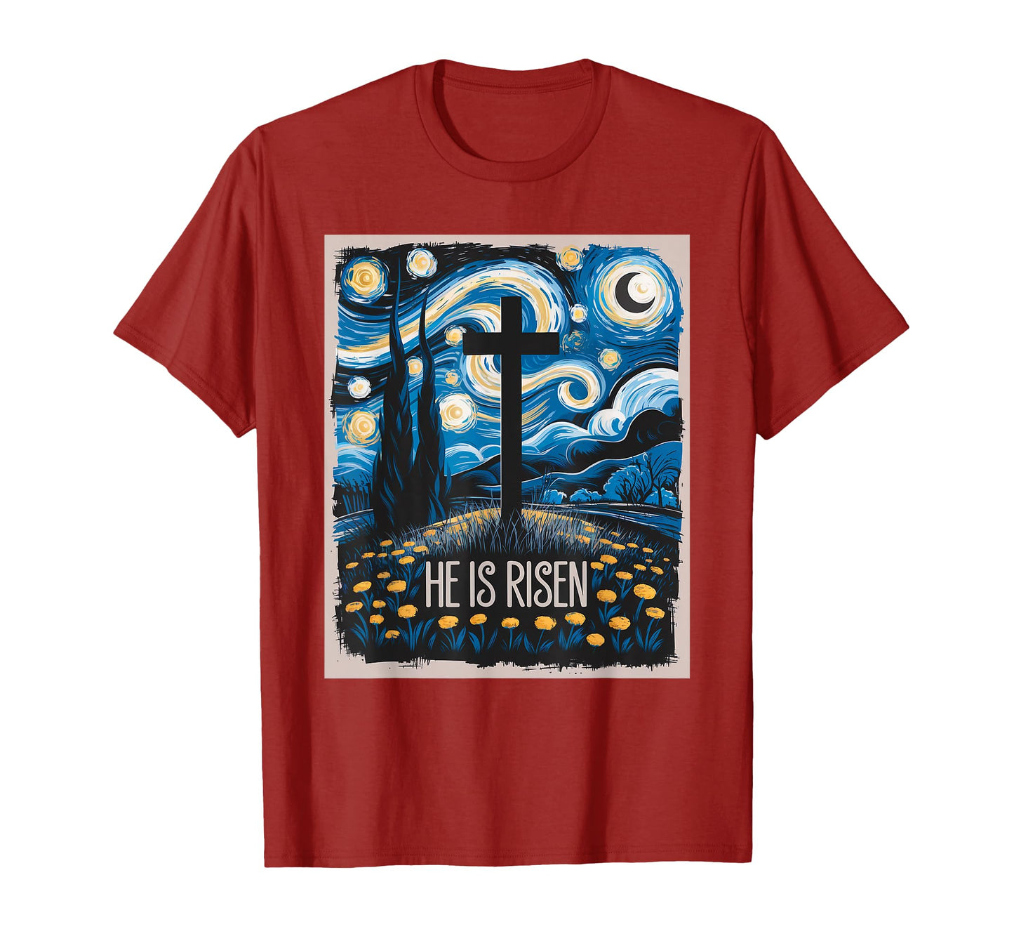 Starry Night Jesus Art Spiritual Christian Faith Easter T-Shirt