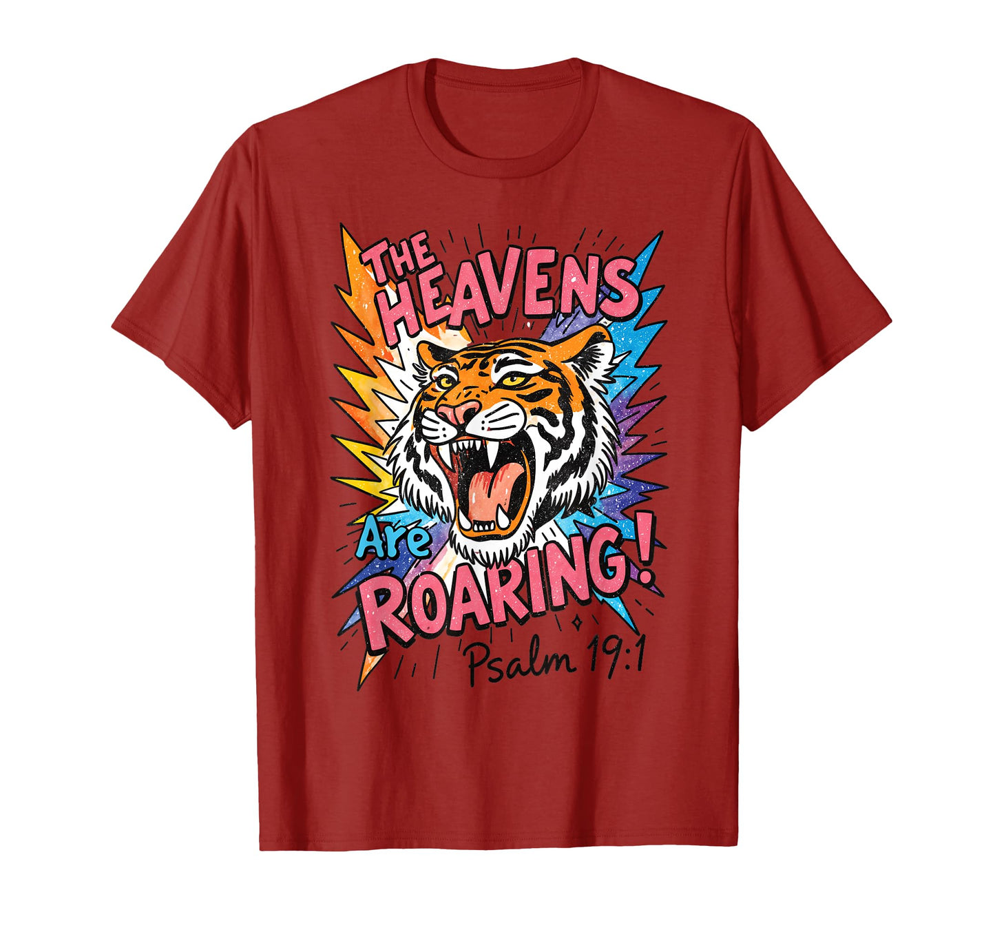 The Heavens are Roaring Tiger Vintage Art Psalm 19 1 T-Shirt