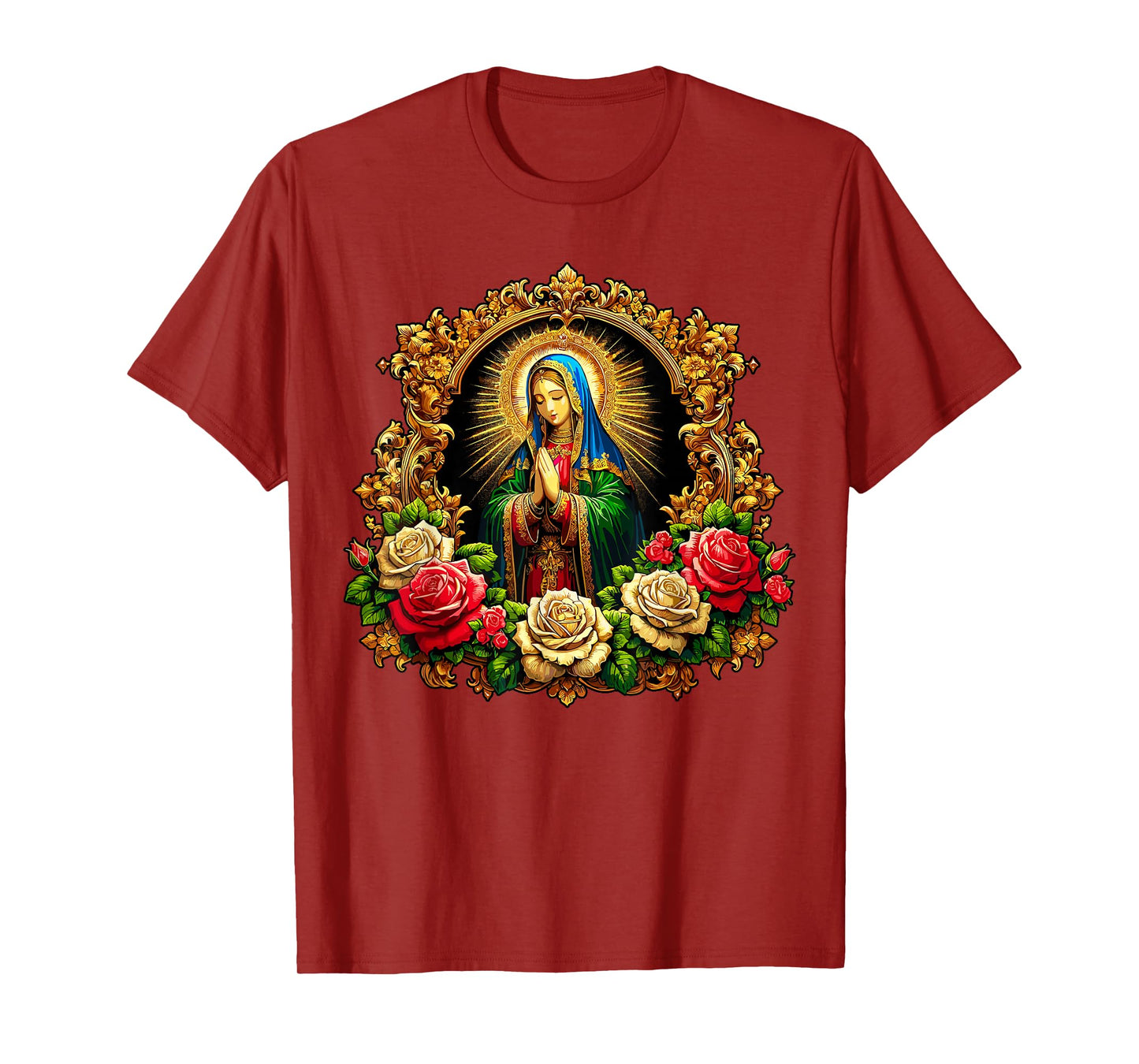 Virgen De Guadalupe Sant Mary Christian Religious T-Shirt