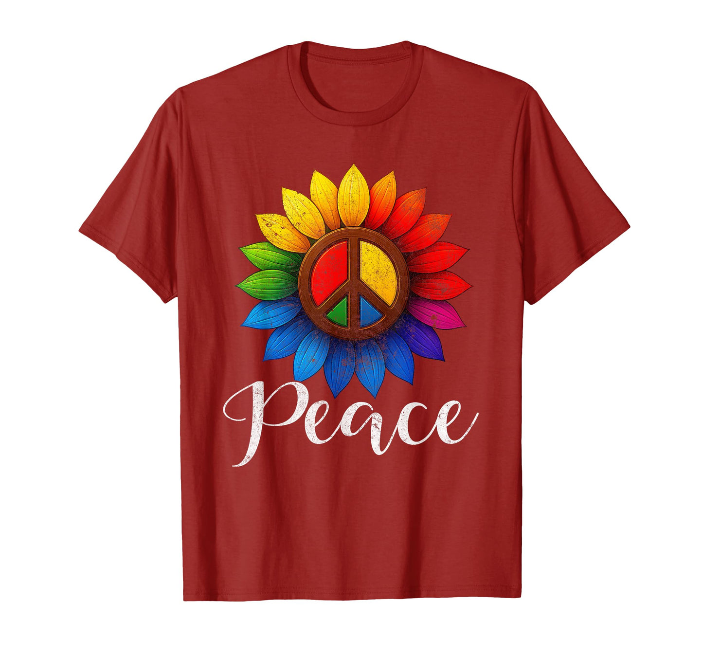 Retro World Peace Day Peace Sign Sunflower Day of Peace Kids T-Shirt
