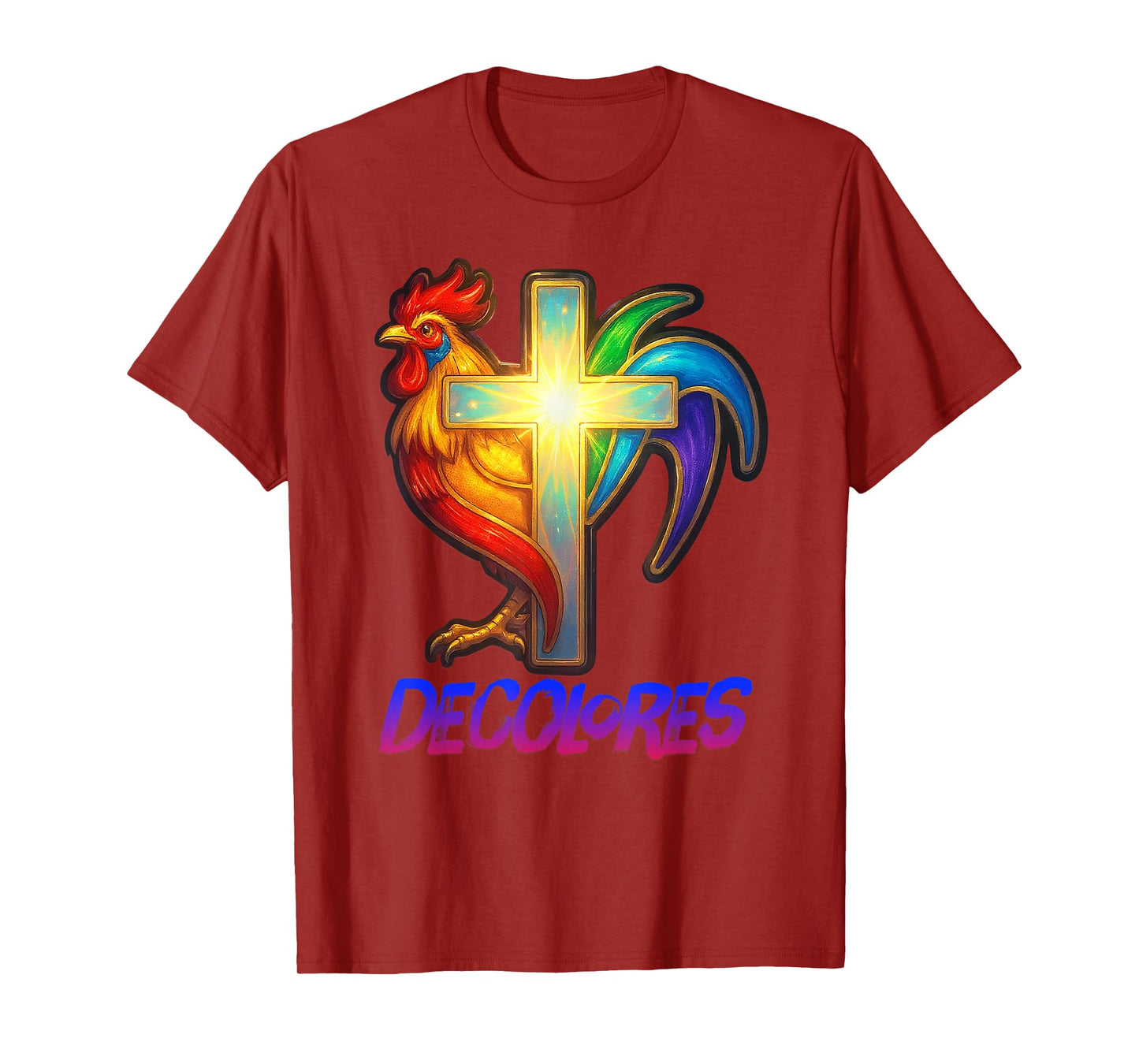 DeColores Cursillo Rainbow Rooster Catholic T-Shirt