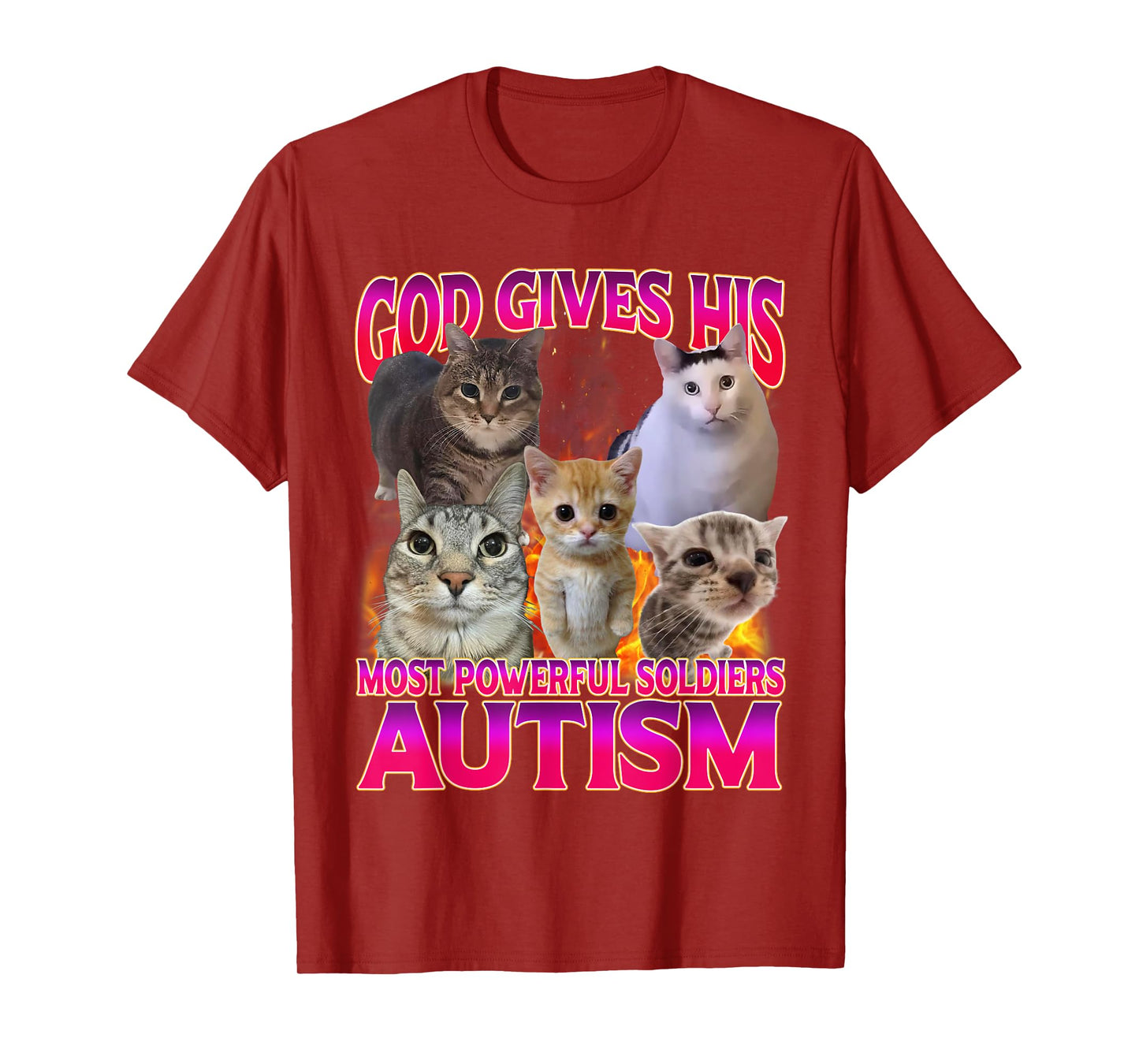 God Gives His Most Powerful Autism Funny Offensive Cat Meme T-Shirt