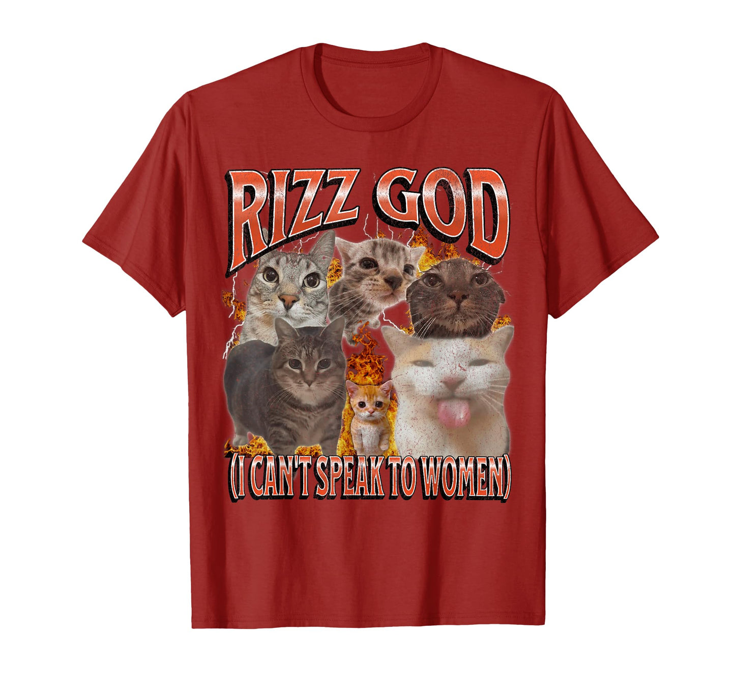 Rizz God I Can't Speak To Women Funny Cat Meme Bootleg T-Shirt