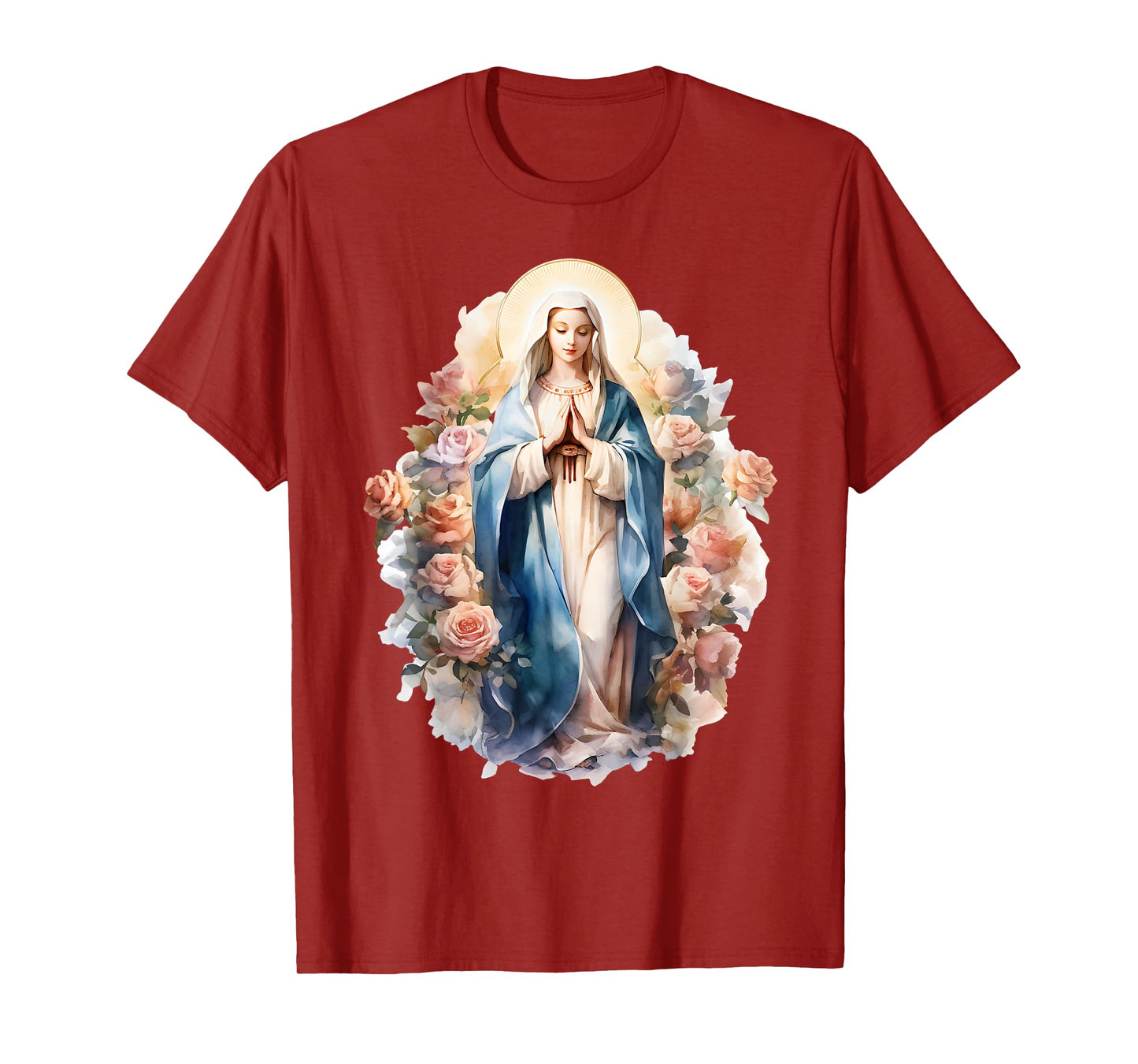 Blessed Mother Mary Mother of Jesus Roses Our Lady Catholic T-Shirt