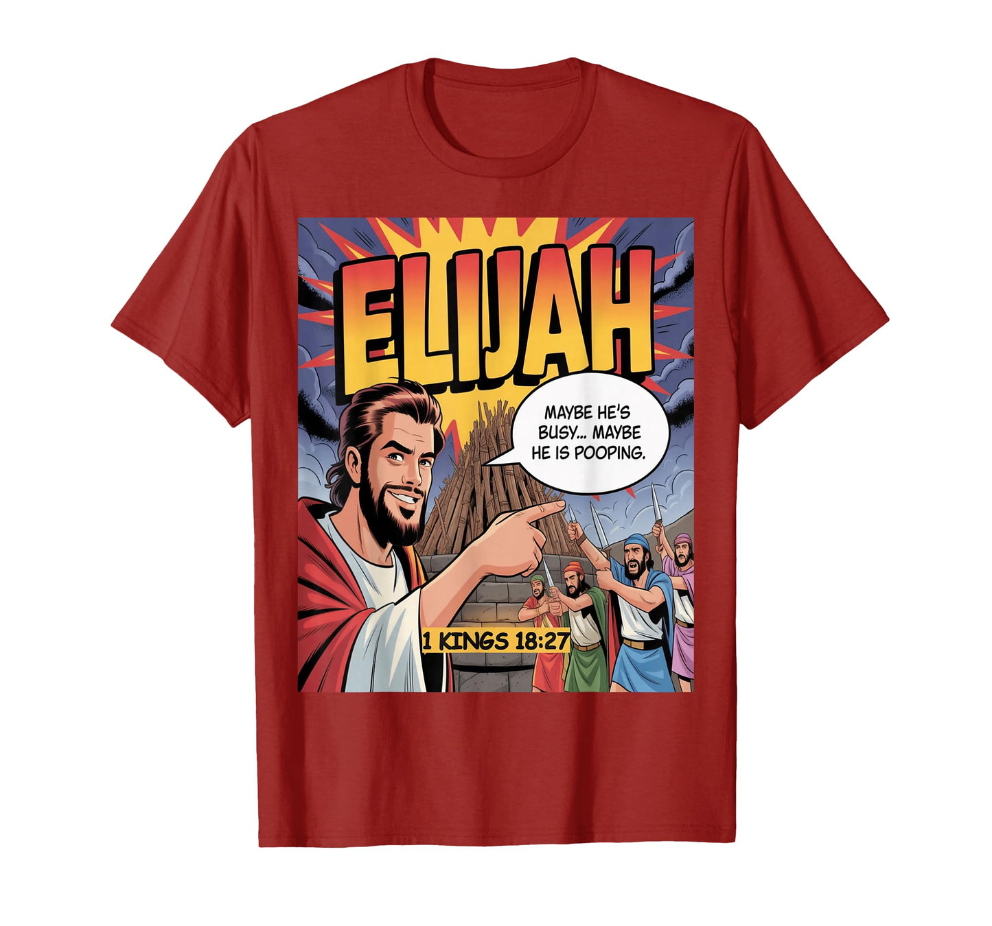 Elijah vs Prophets of Baal | Funny Bible Comic Faith Design T-Shirt