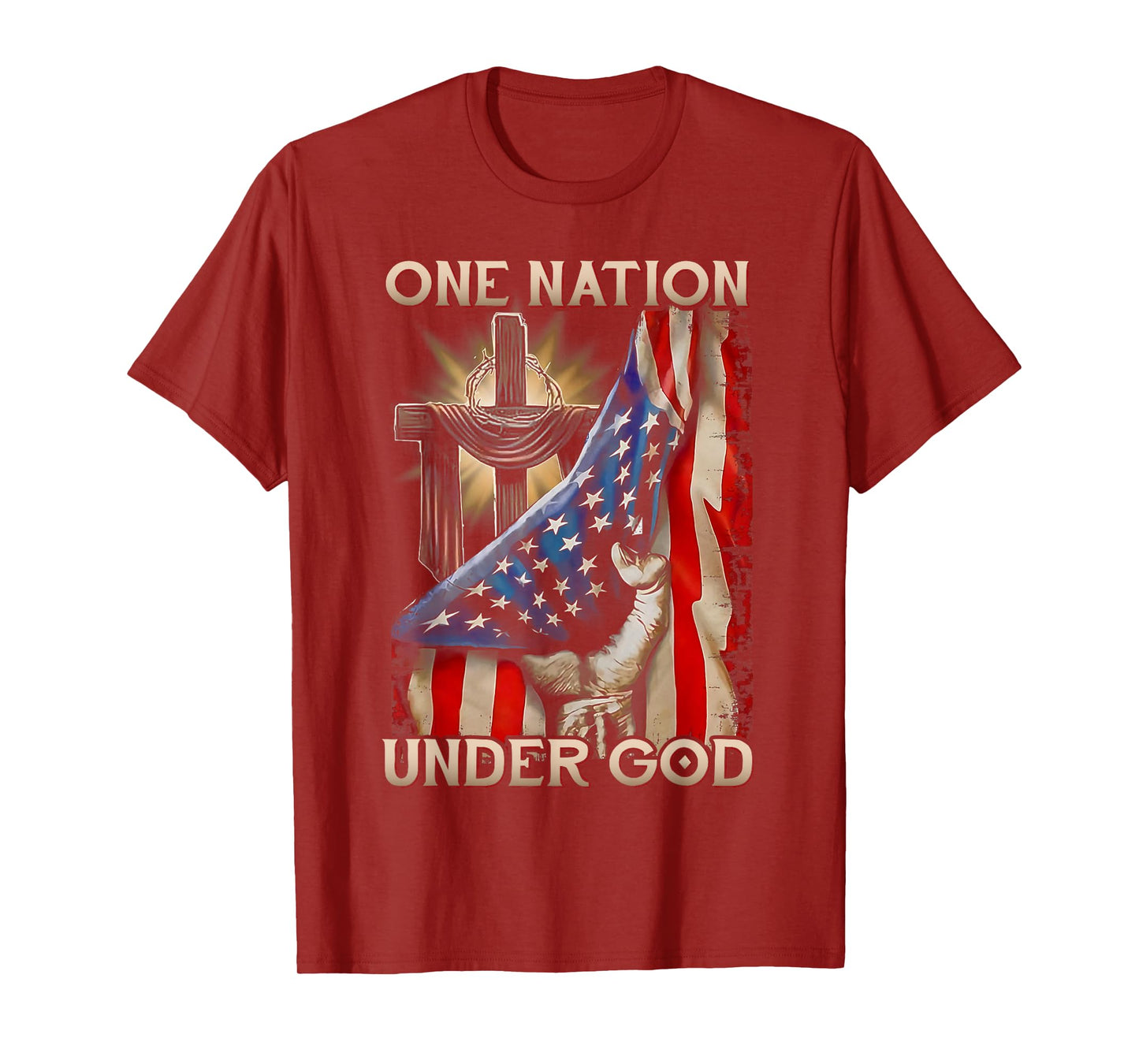 One Nation Under God US Flag 4th Of July Patriotic Christian T-Shirt
