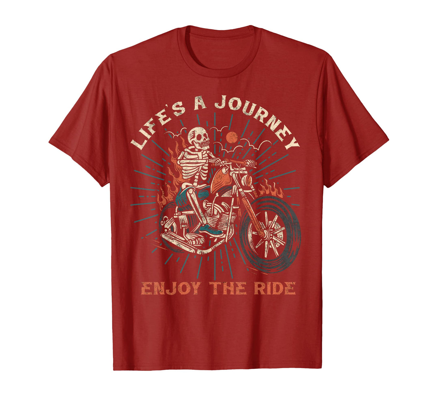 Life is a Journey Enjoy the Ride Motorcycle Biker Skeleton T-Shirt