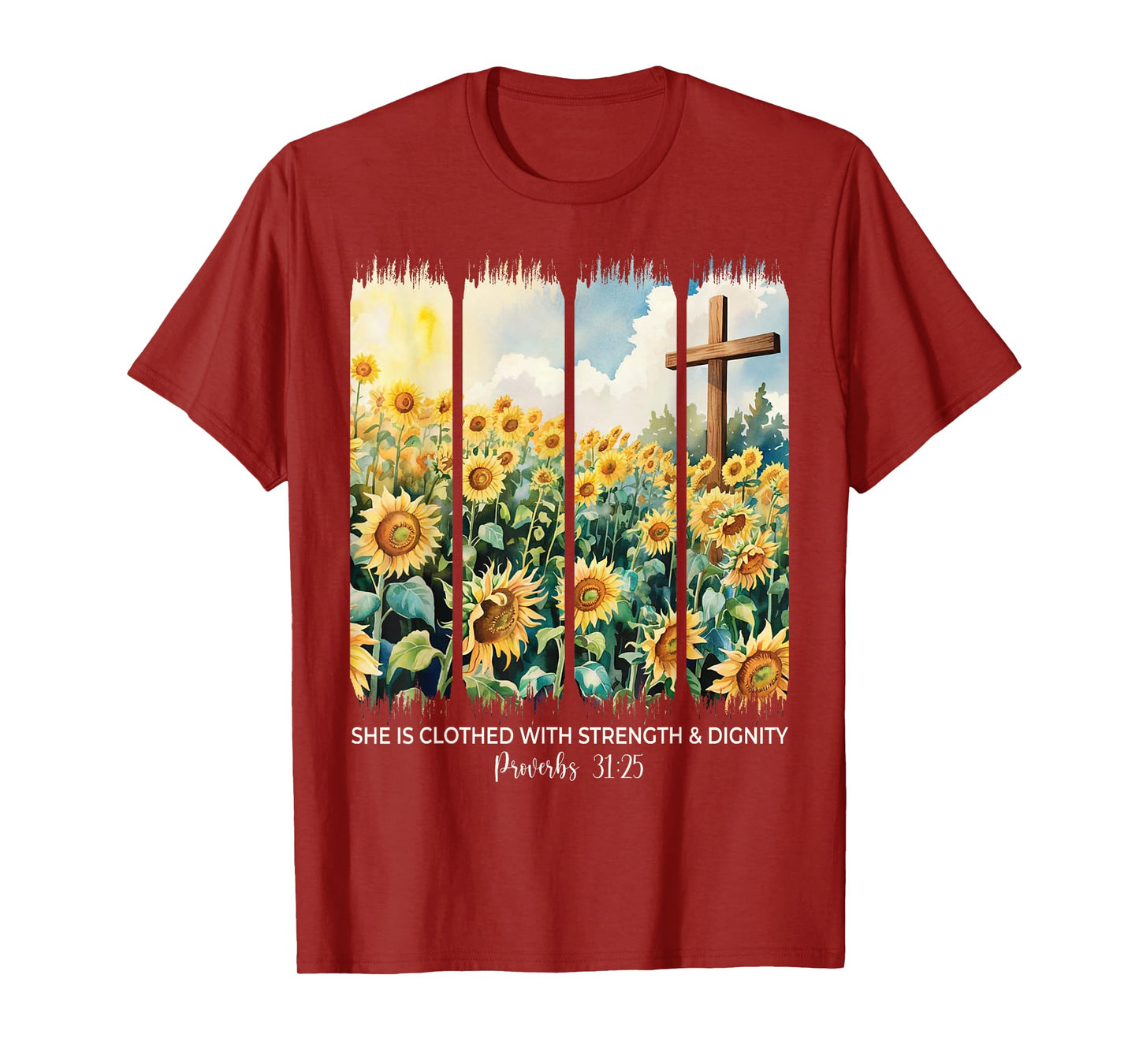 Cute Proverbs 31 Woman Christian Girl Sunflower Women Faith T-Shirt