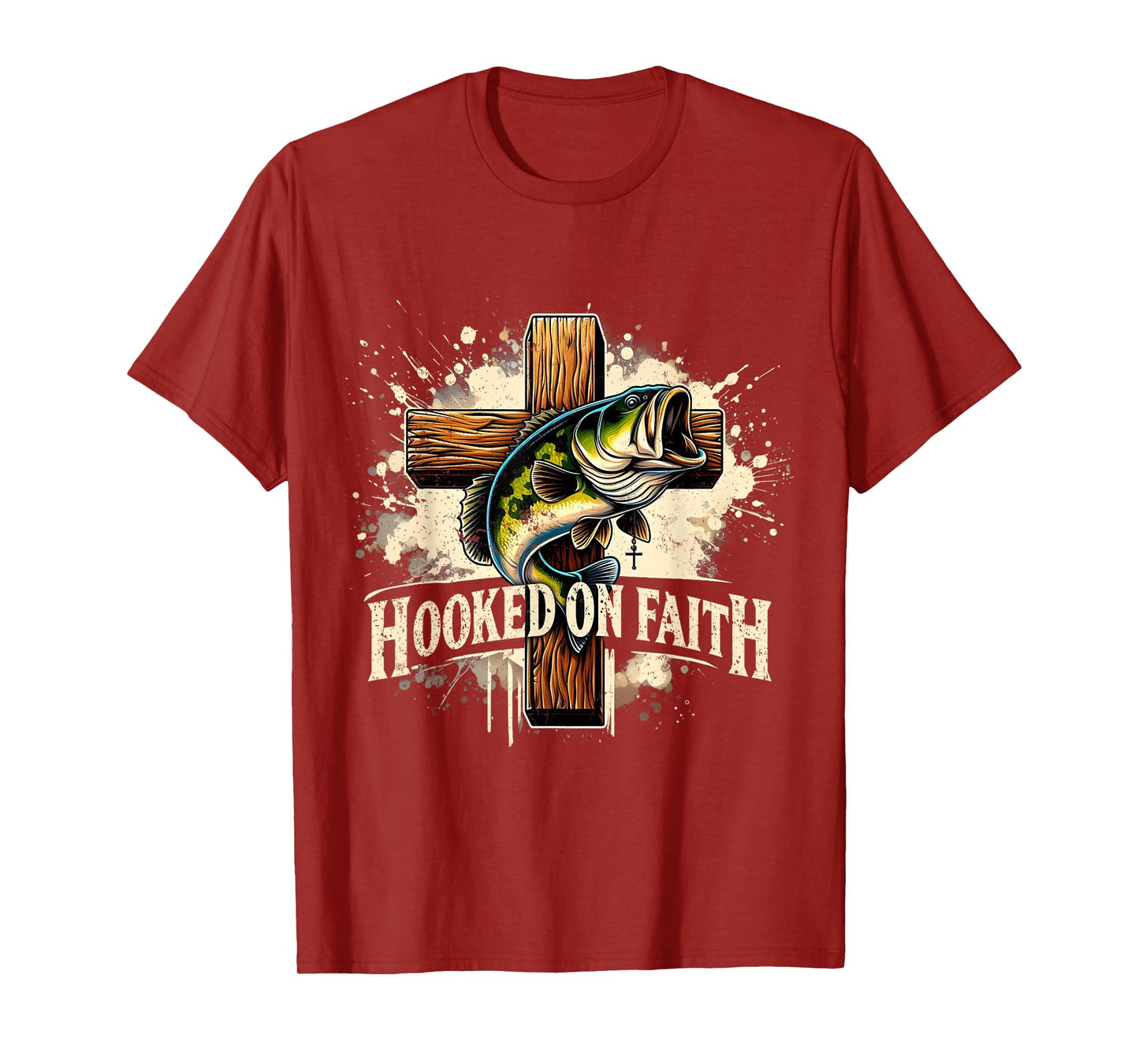 Hooked On Faith Christian Jesus Cross Fishing Squad T-Shirt