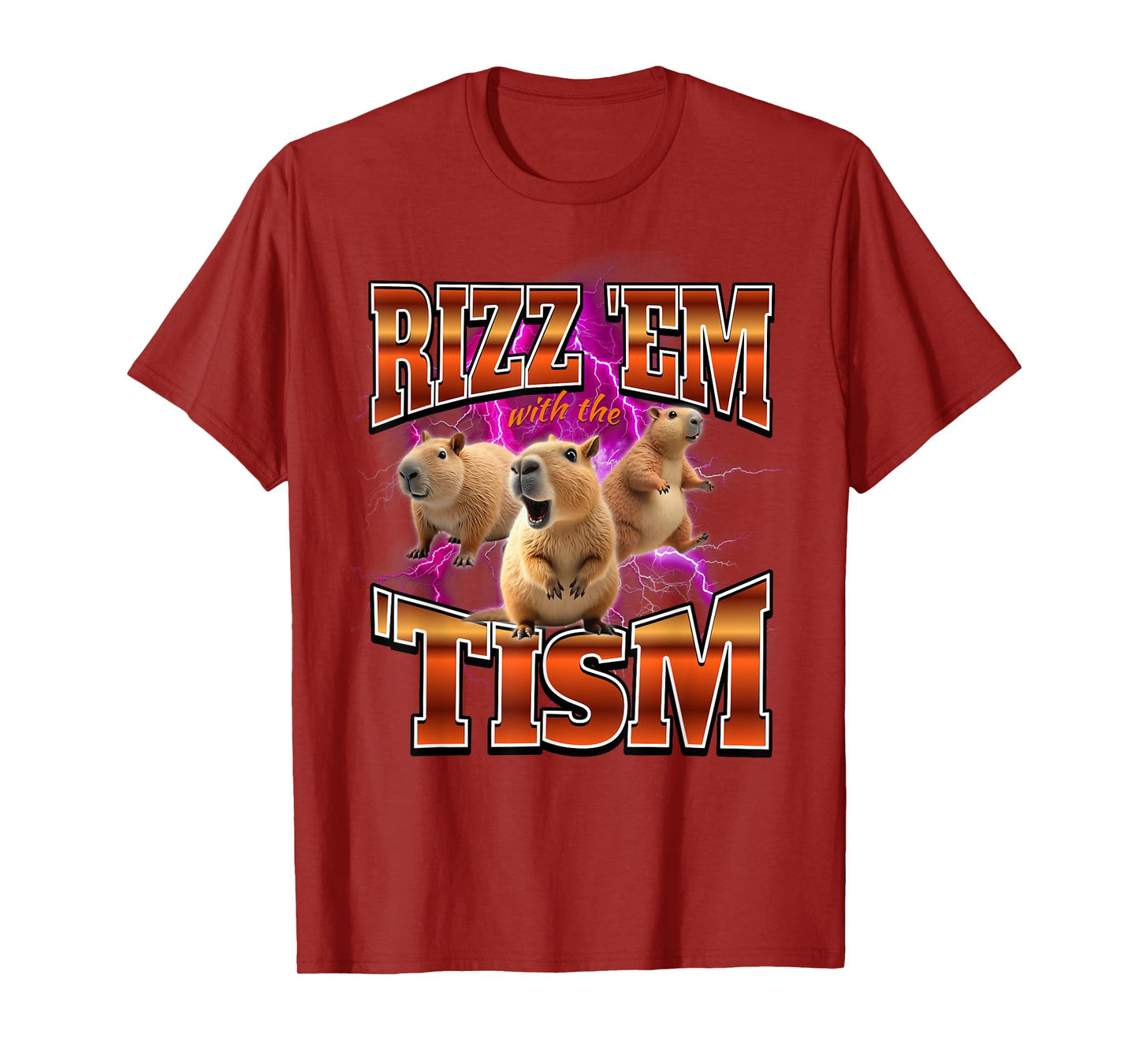 Autism Capybara Rizz Em With The Tism Brainrot Funny Meme T-Shirt