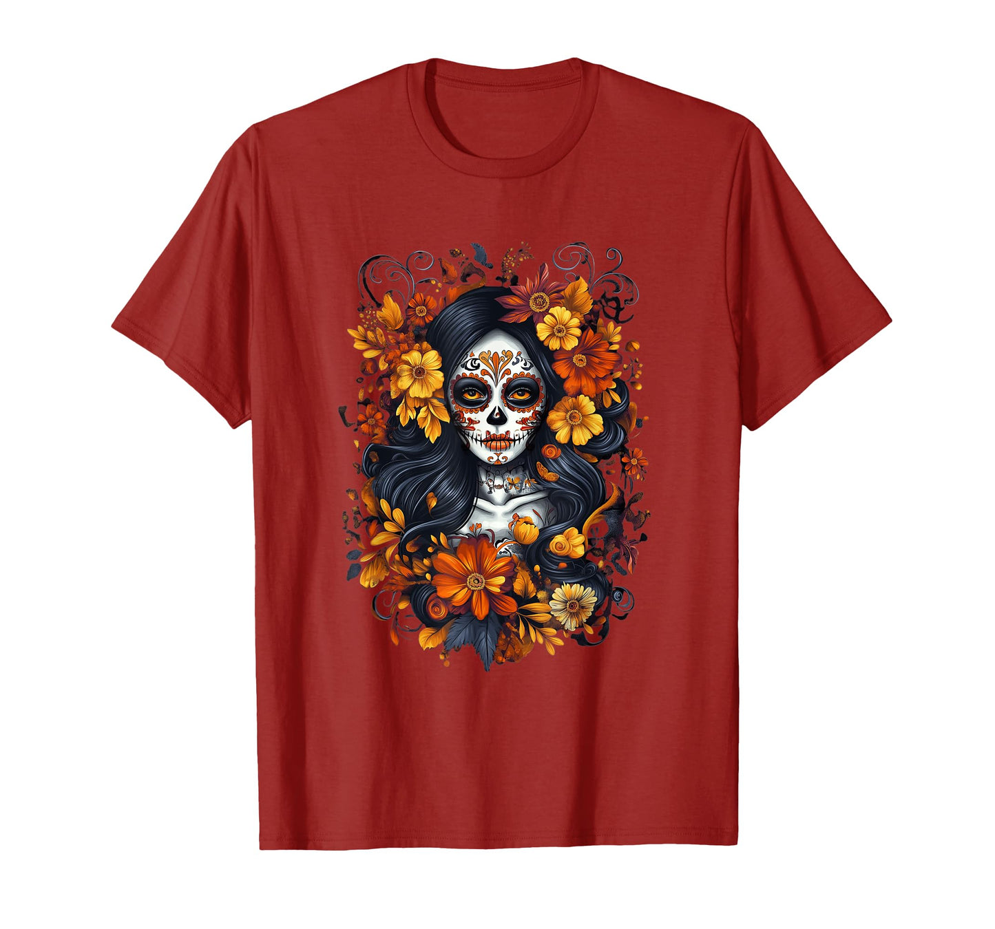De Los Muertos La Catrina Day Of Dead Sugar Skull Halloween T-Shirt