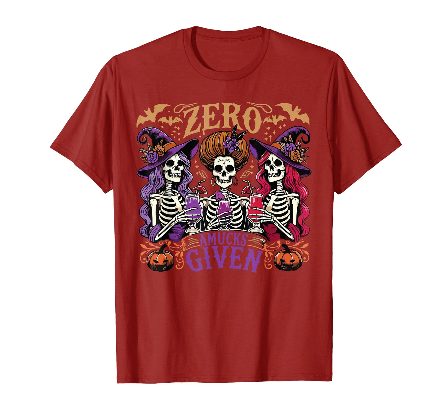Funny Zero Amucks Given Cute Amuck With Bat Halloween Witch T-Shirt